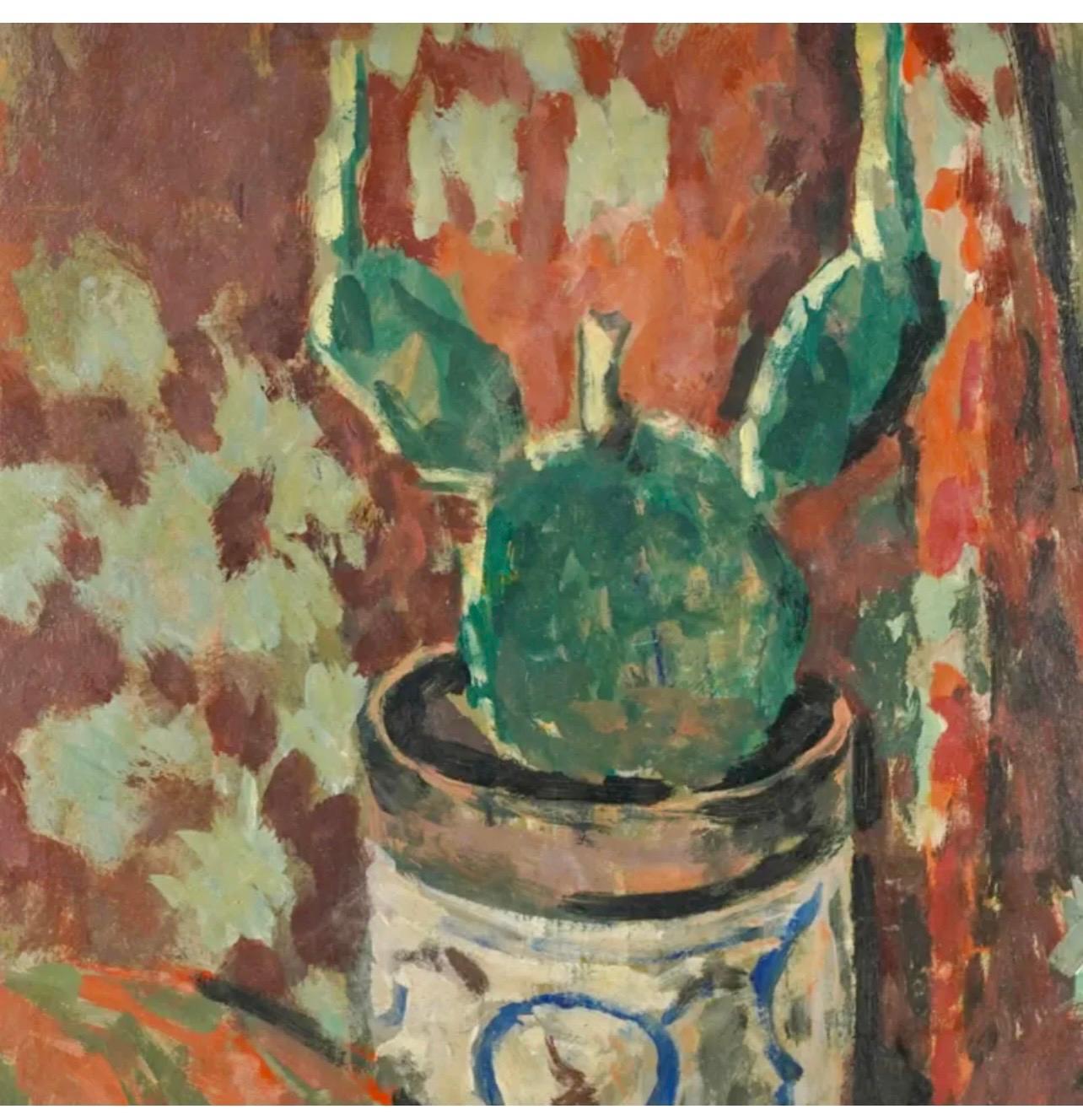 Roger Mhl, Roger Muhl Fauvist Still Life Cactus Ecole de Paris French Oil  Painting Paques, 1958