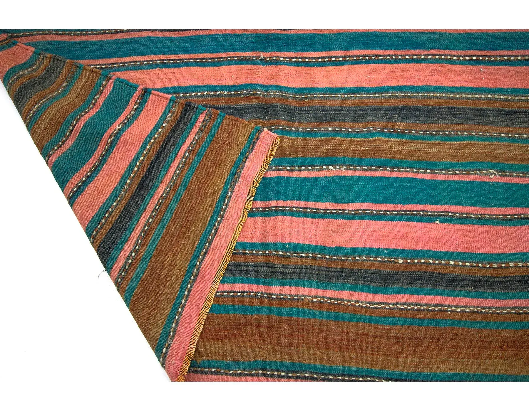 1960s Vintage Turkish Denizli Kilim Rug- 5′4″ × 11′5″