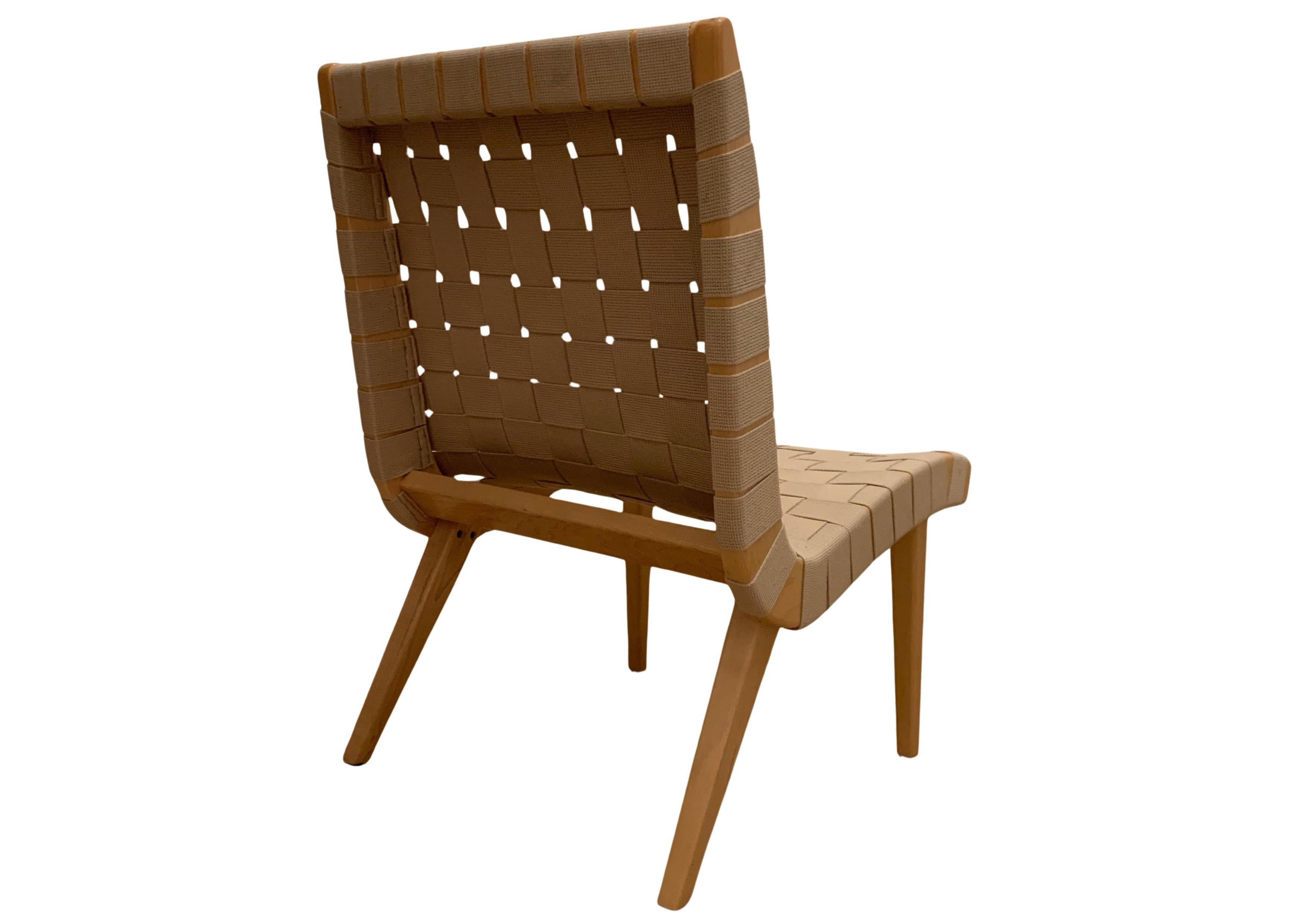 Lounge Chair with Flax Webbing and Clear Maple Finish by Jens Risom for Knoll Inc.