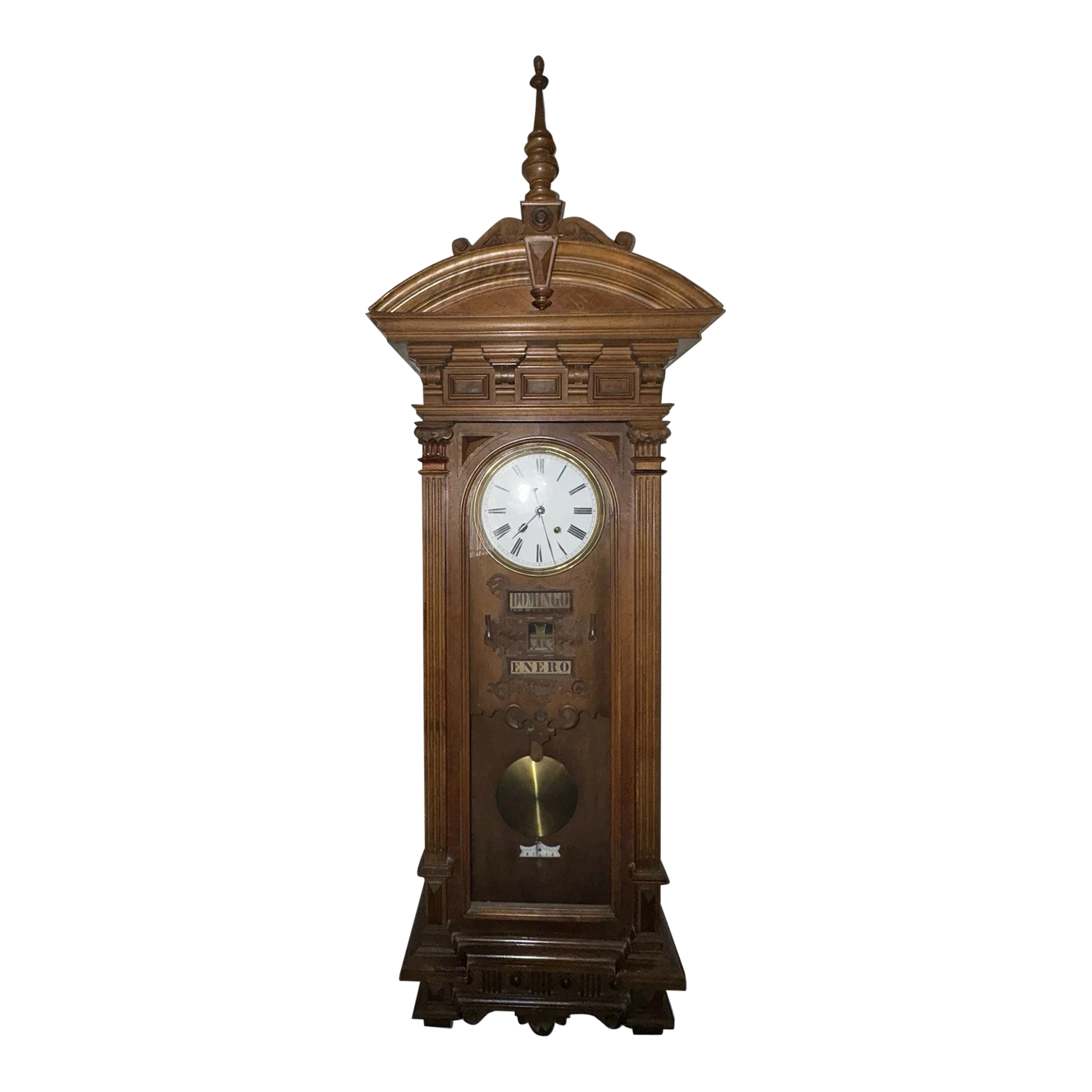 19th Century Spanish Language Calendar Wall Clock | Chairish