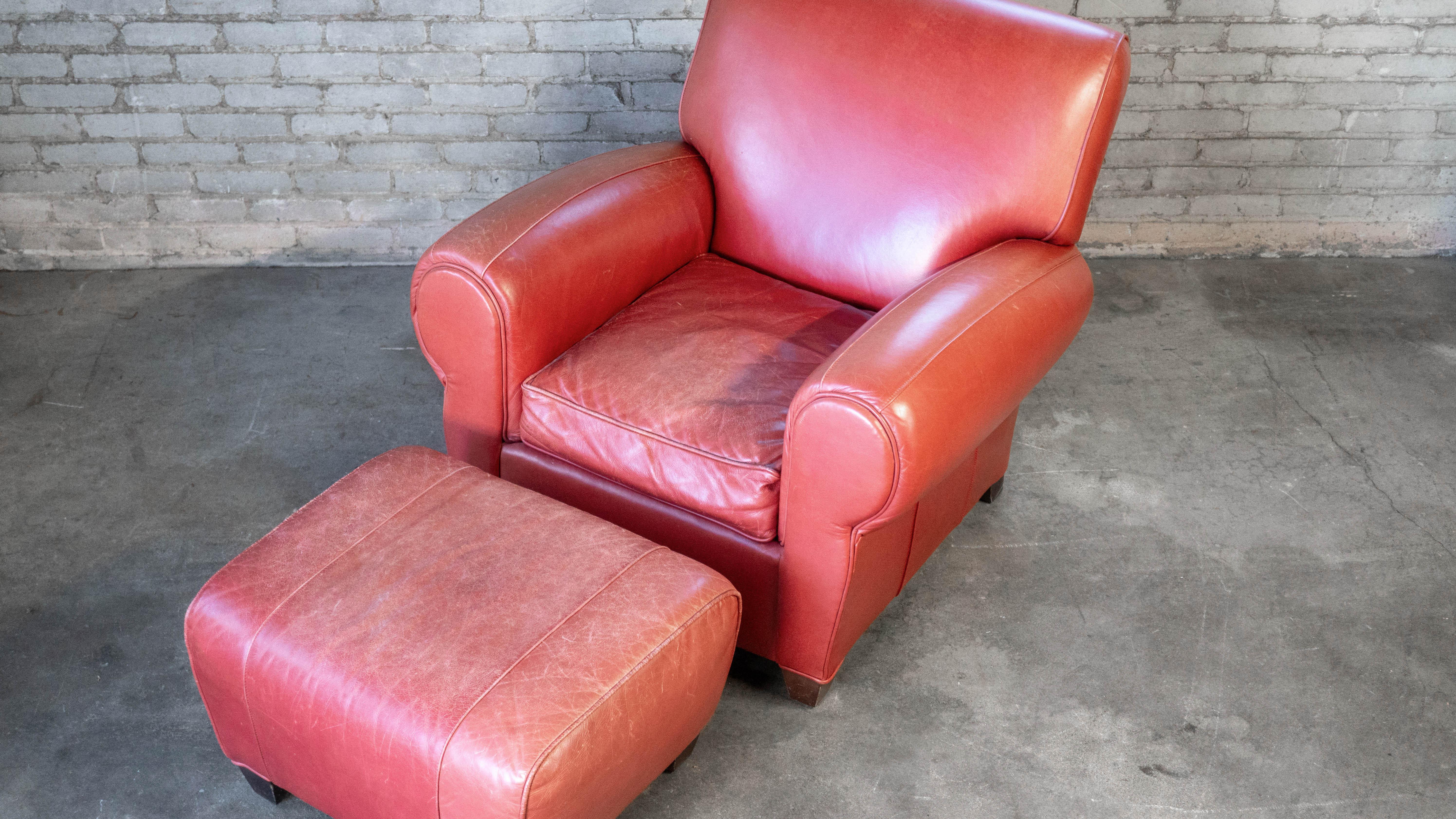 Mitchell Gold for Pottery Barn 'Manhattan' Oxblood Leather Club