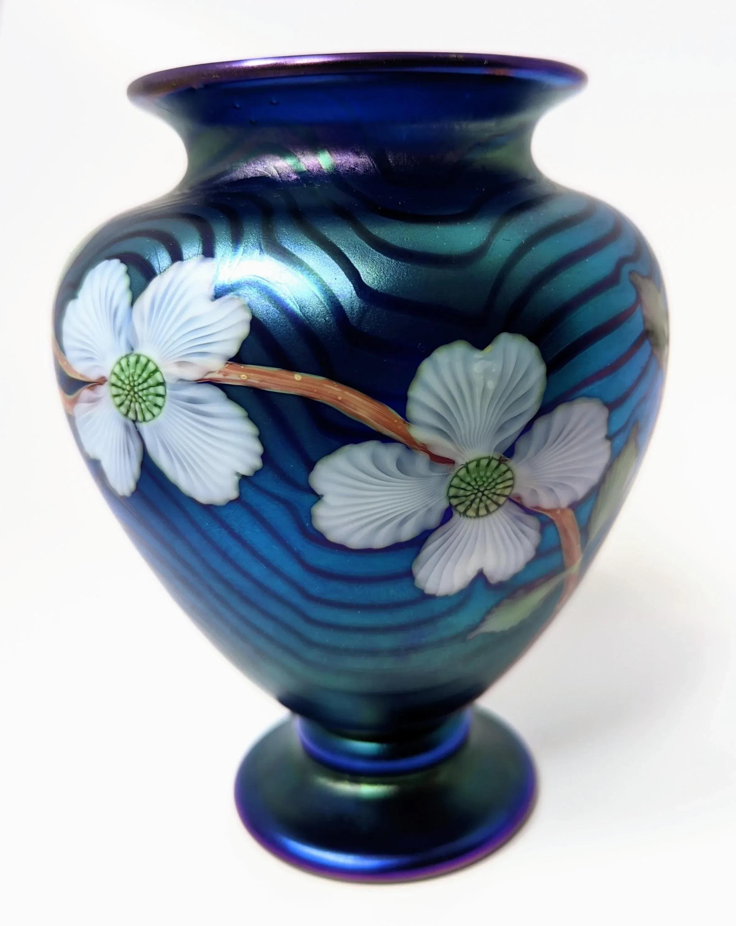 アメリカ　Orient & Flume Art Glass　フラワーベース Orient & Flume Art Glass Paperweight Vase / Calla Lilly Bird