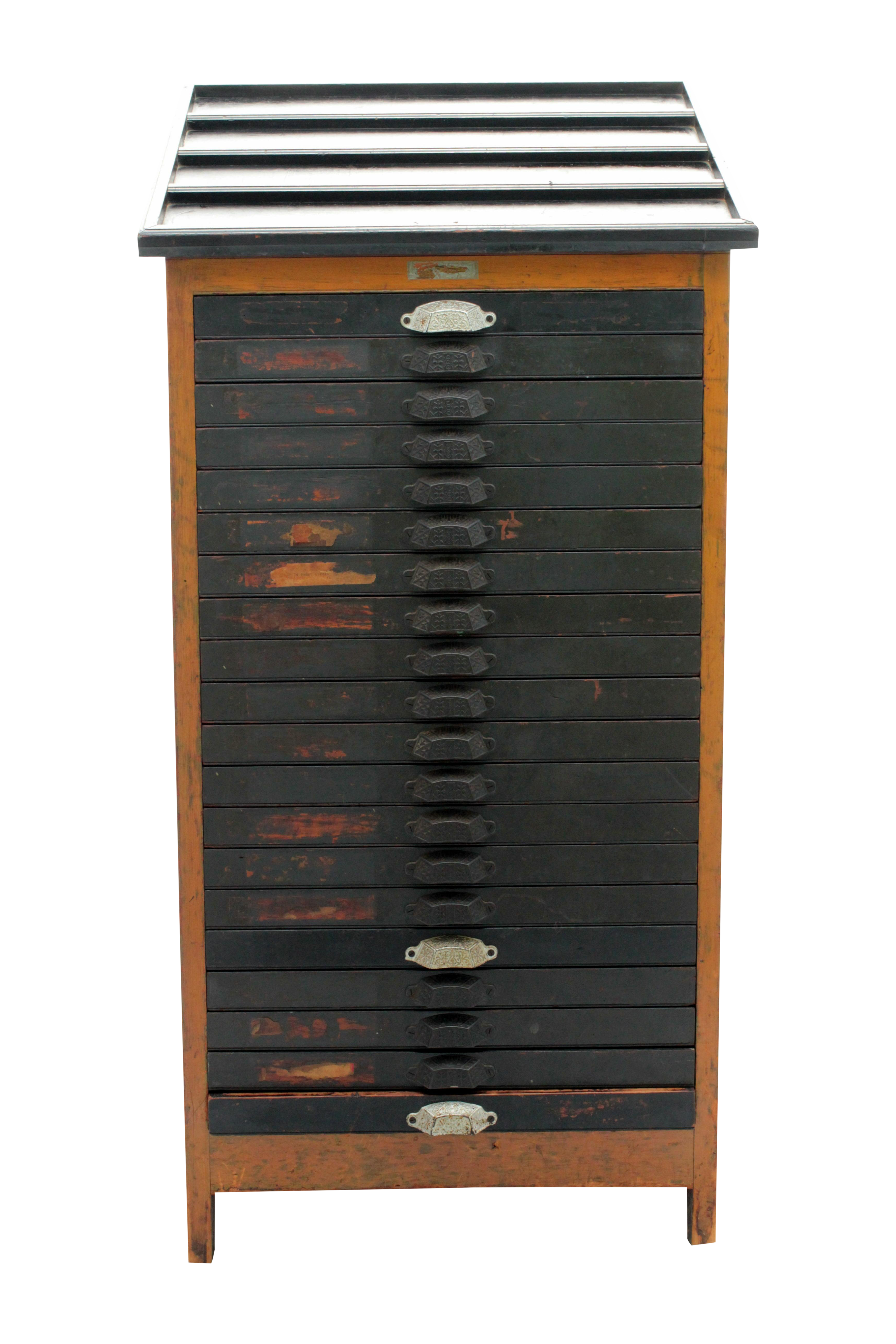 Antique 20 Drawer Letterpress Cabinet Wood Type Chairish