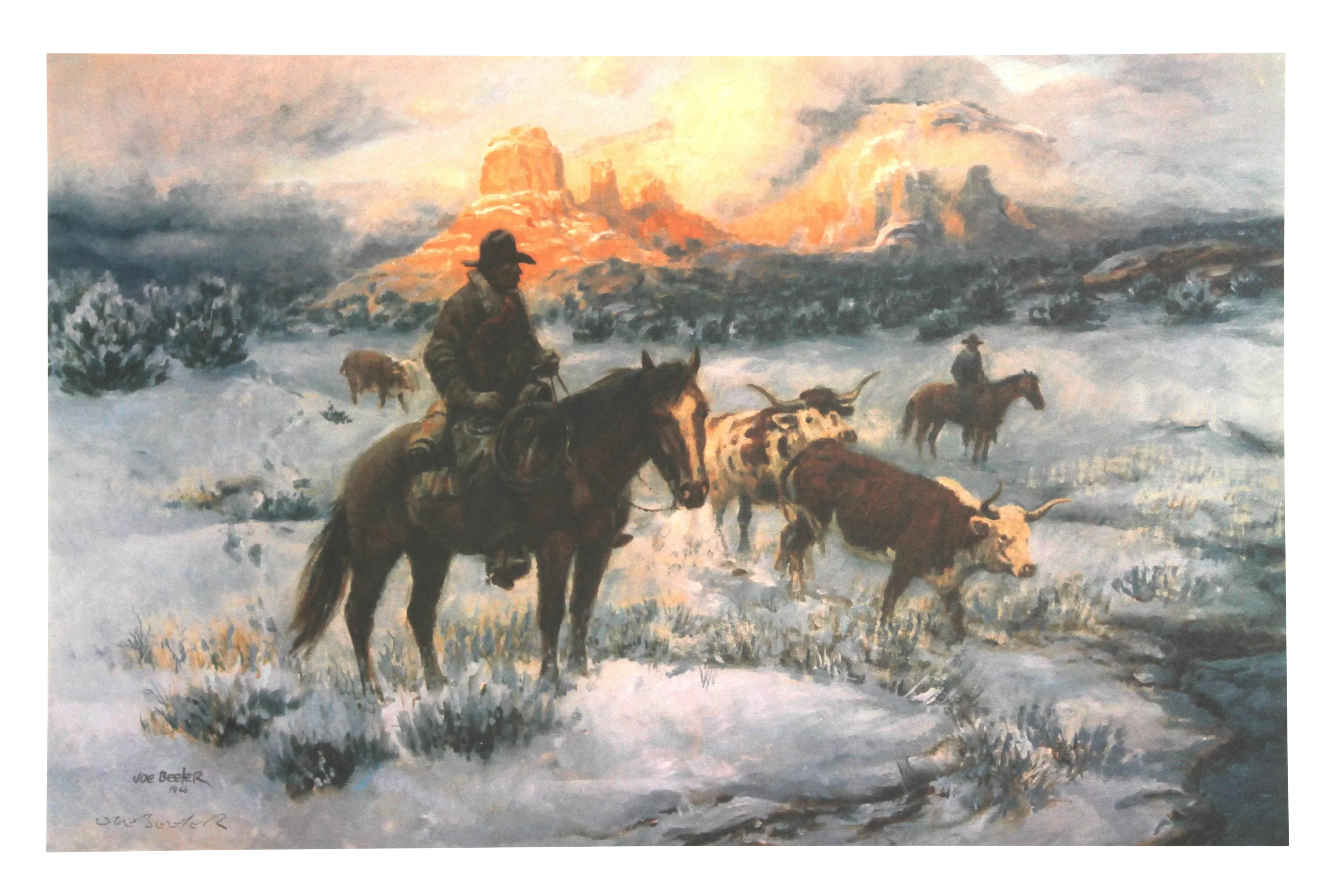 Joe Beeler, Cold Day on the Trail, Lithograph