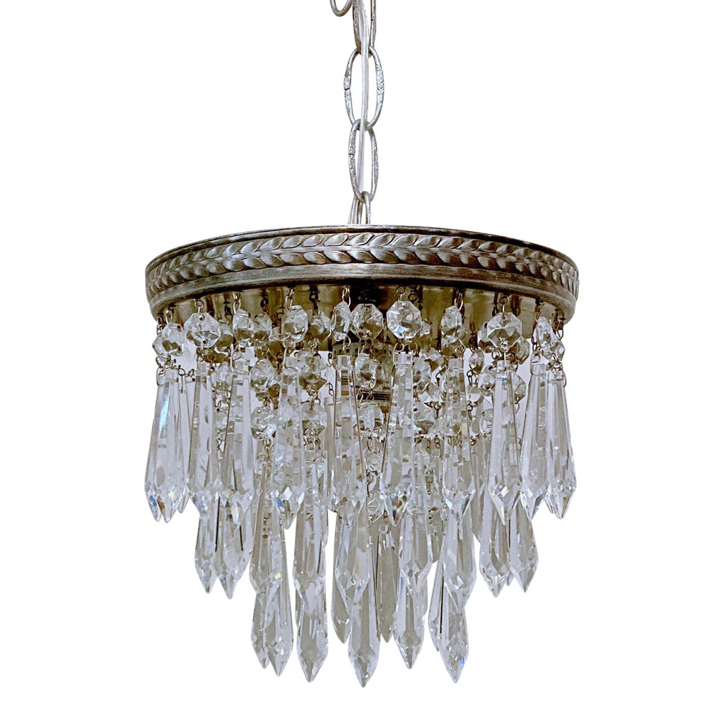 1950s Italian Pewter Frame Upside Down Layered Chandelier | Chairish