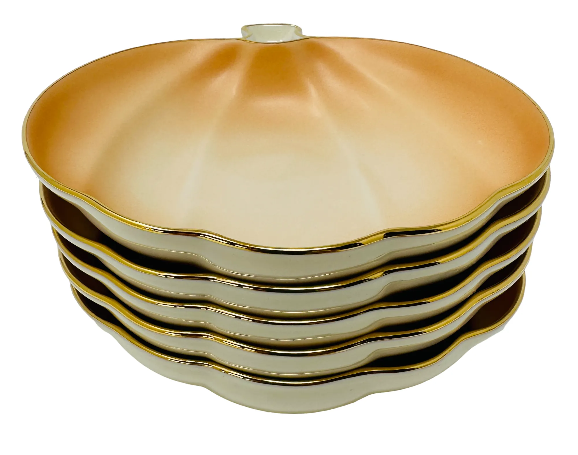 Vintage Lenox China Pumpkin Dishes With 24k Gold Edge a Set of 5