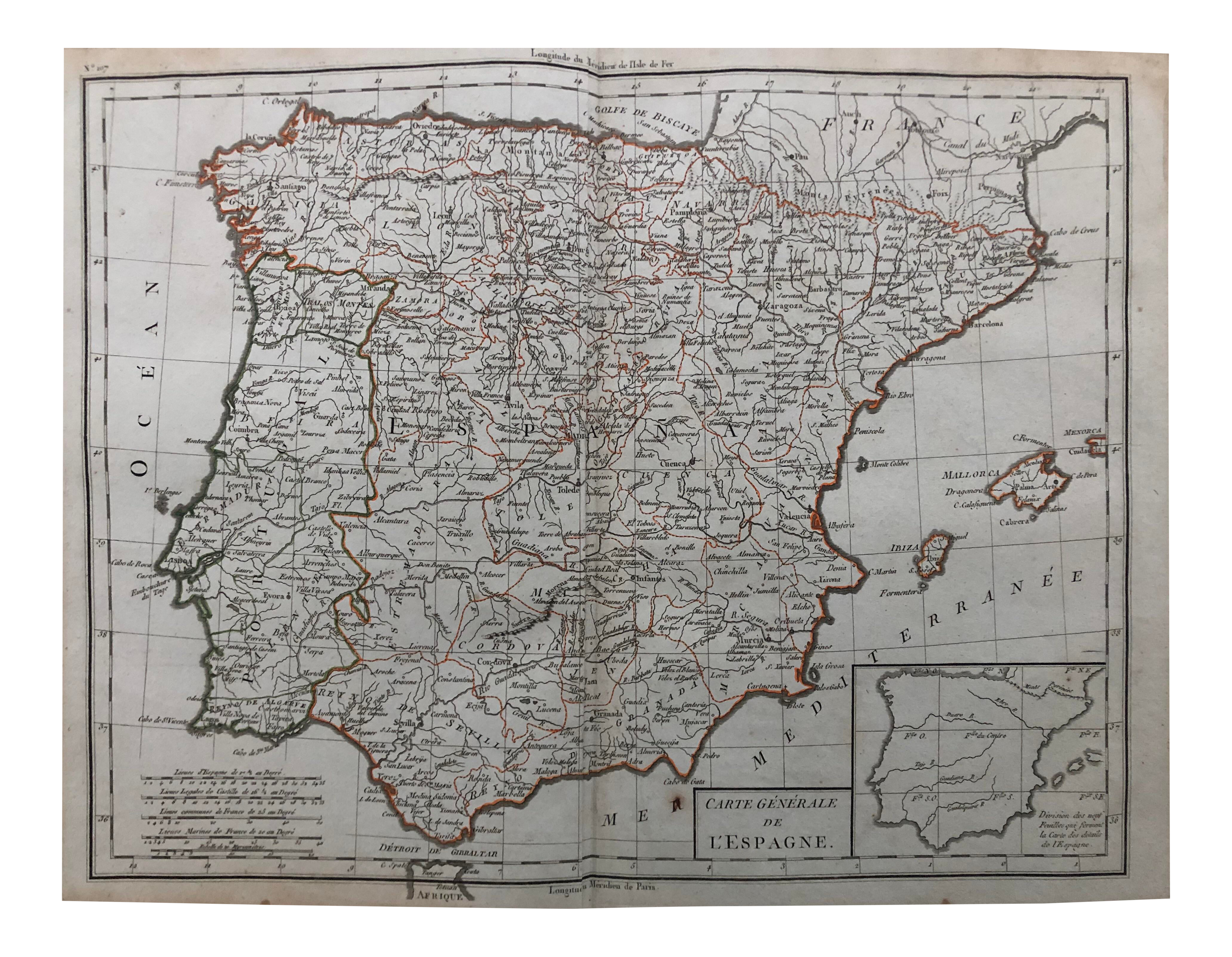 1812 Map Of Spain And Portugal Chairish