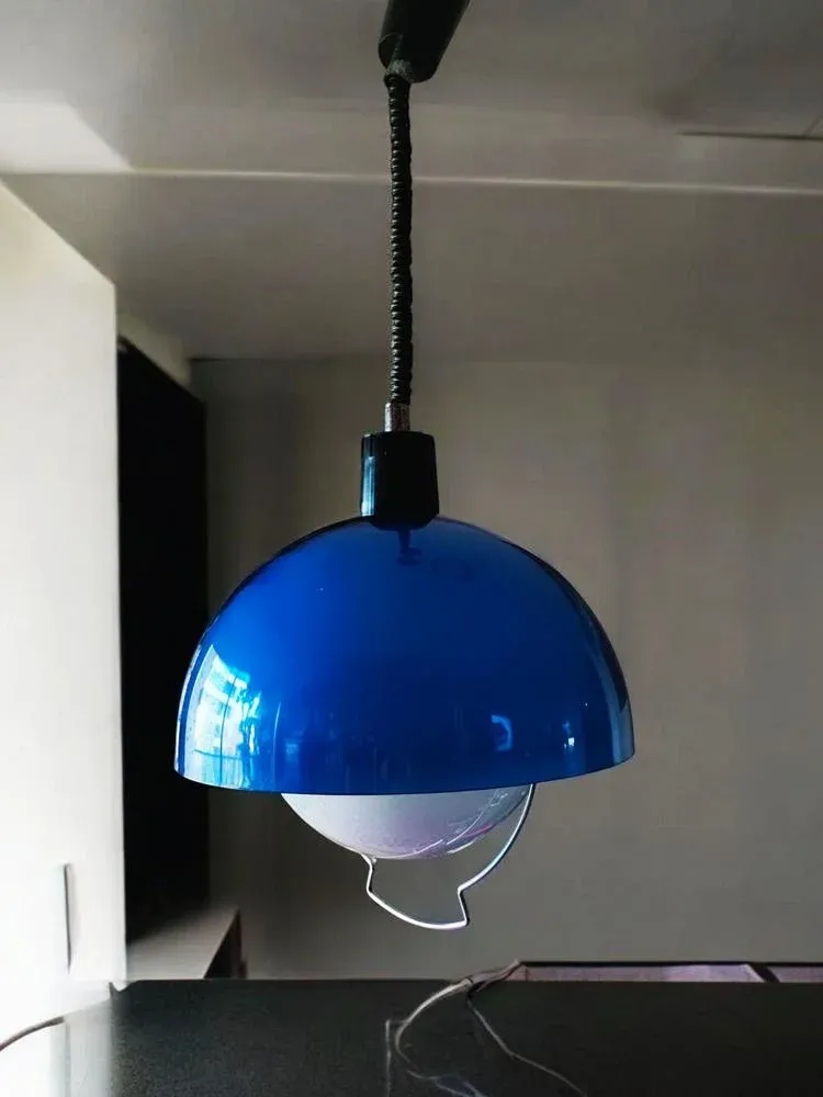 Mid-Century Vintage Blue Pendant Lamp, 1970s