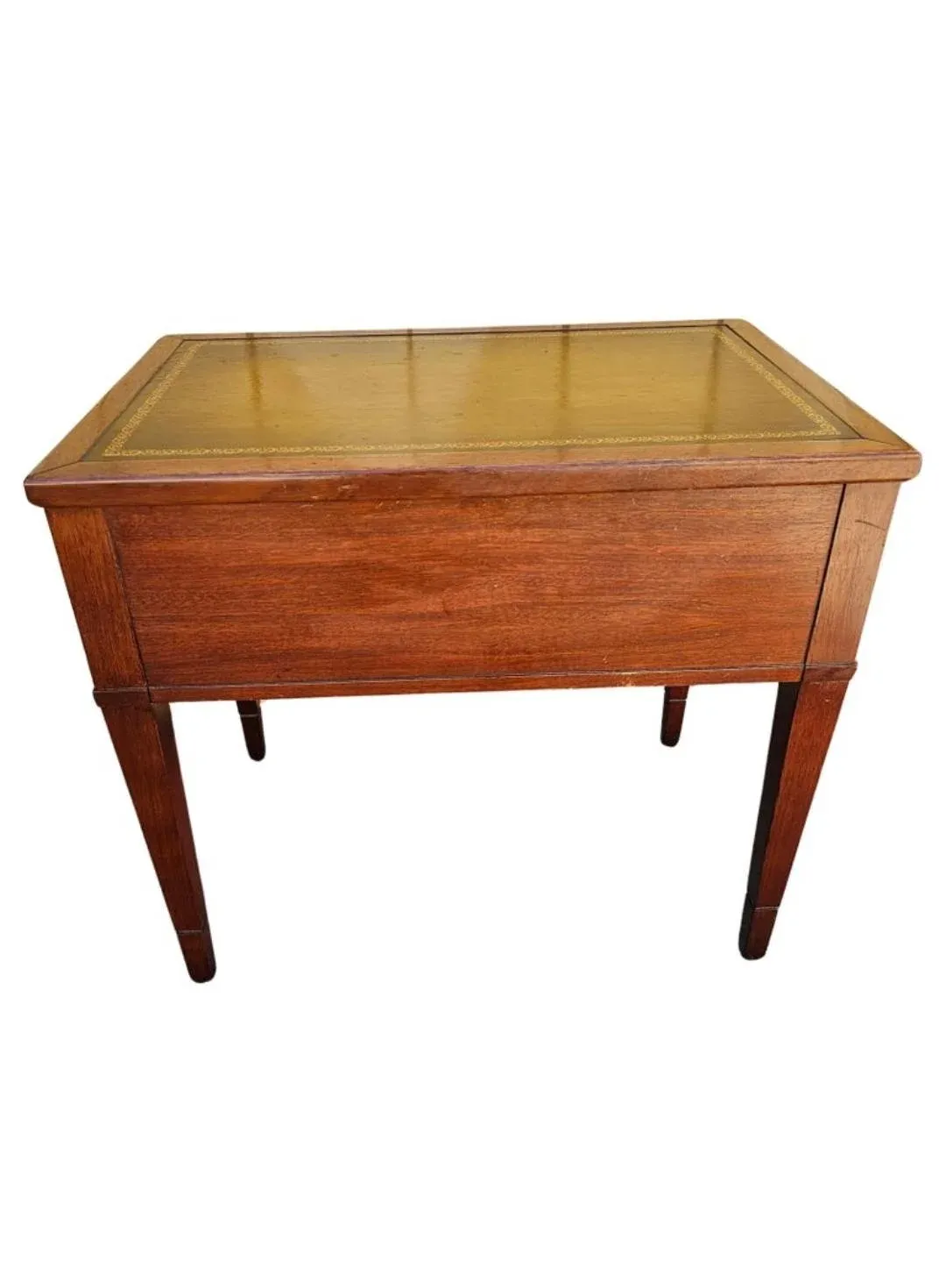 Mid-Century Mersman Mahogany and Stenciled Leather Top Side Tables