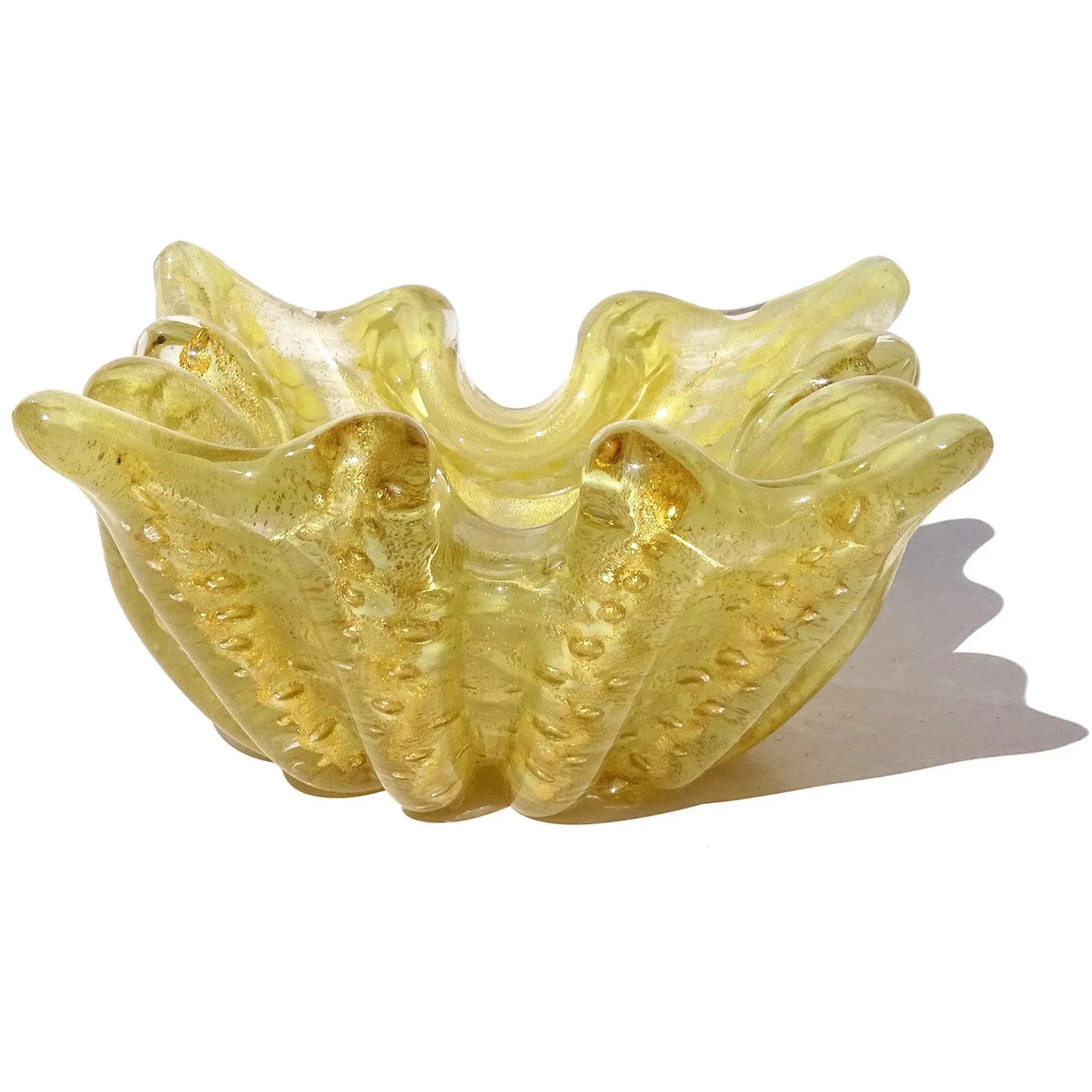 Murano Barovier Toso Vintage Yellow Gold Flecks Control