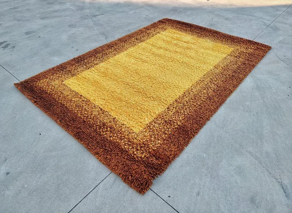 【Vintage】Hand Knit Rug 170×100 Hand-woven Rug Made of Scandinavian Cotton Multi-colored