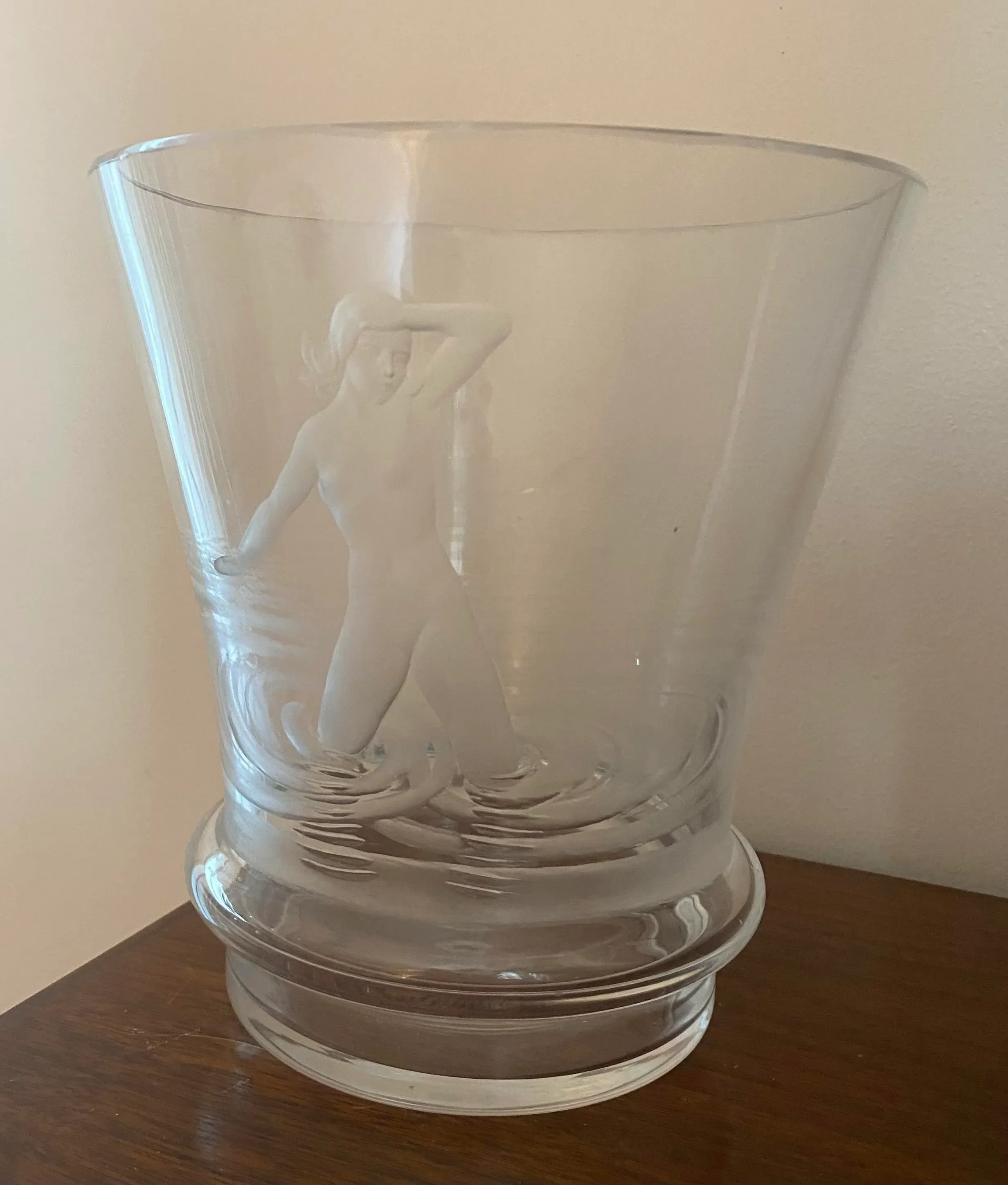 Cut and Etched Art Deco Vase, “Wading Nude”