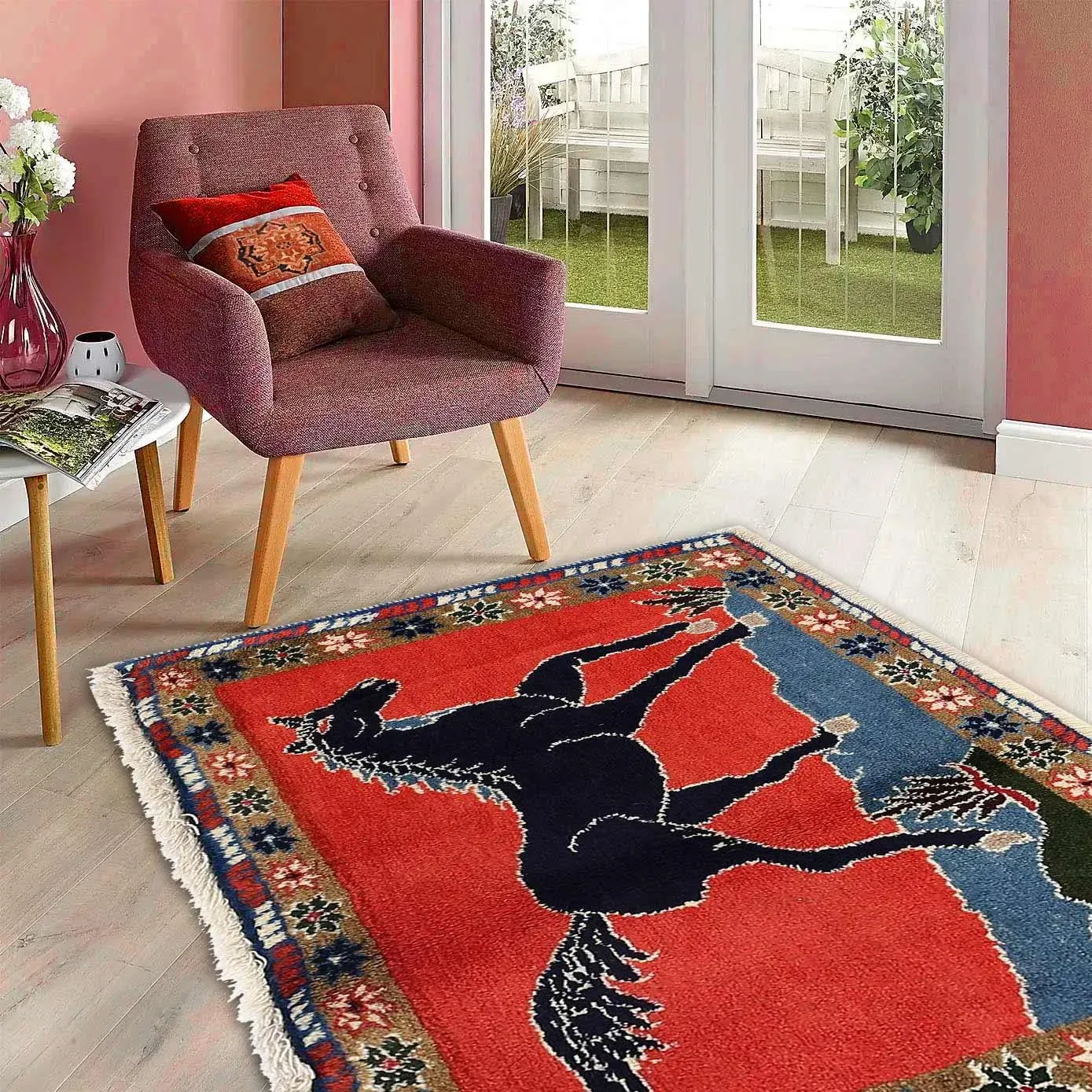 Fine Hand Knotted Persian Shiraz Rug | Chairish