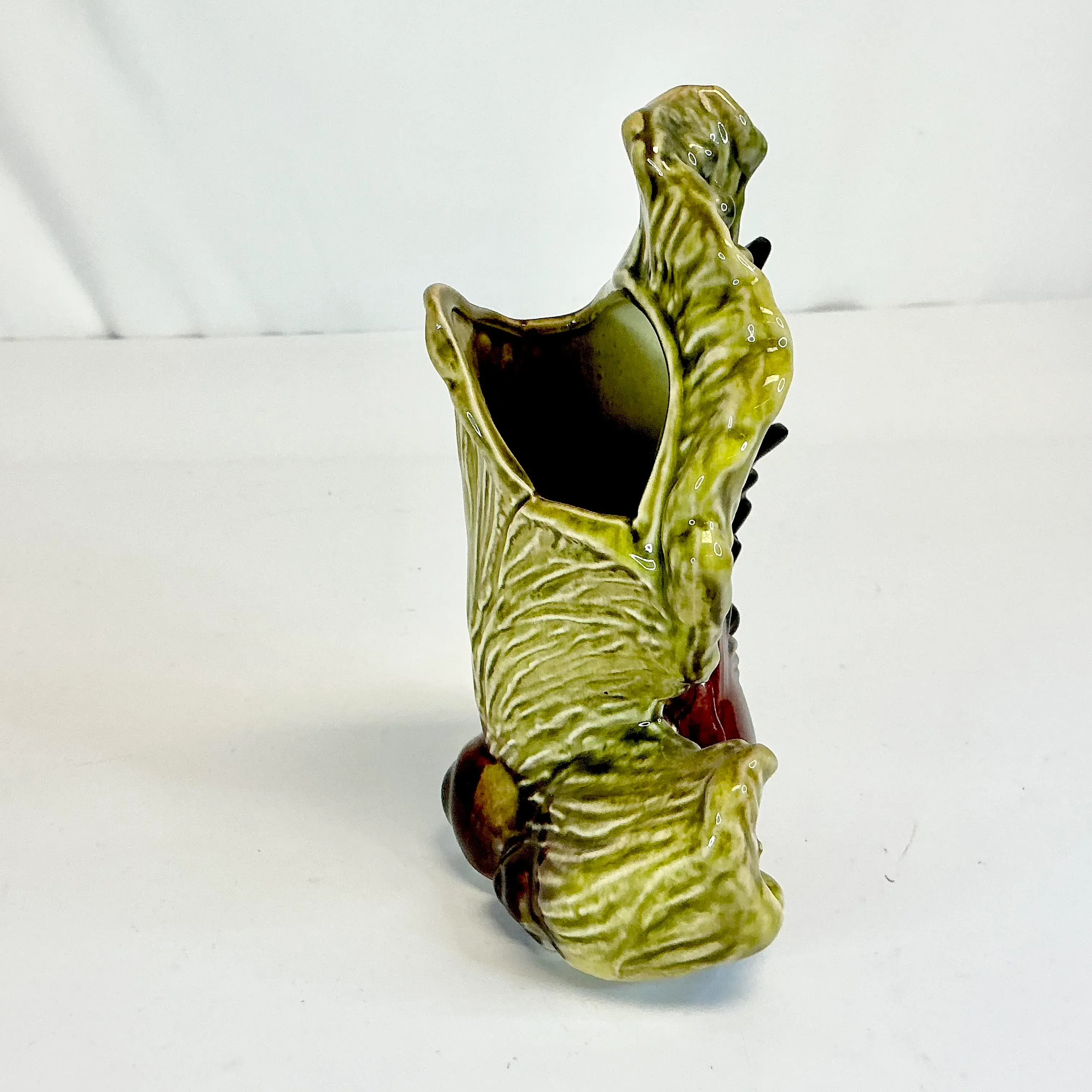 Vintage Italian Majolica Palm Beach Coastal Fish and Seaweed Vase.