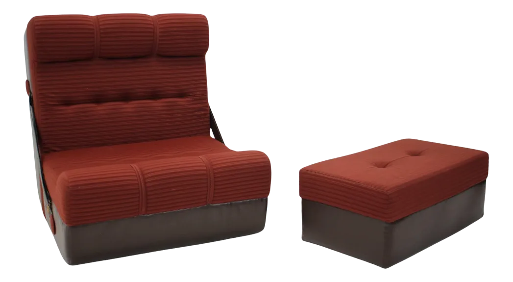 Set of Mid-Century Folding Armchair & Footstool, 1970s