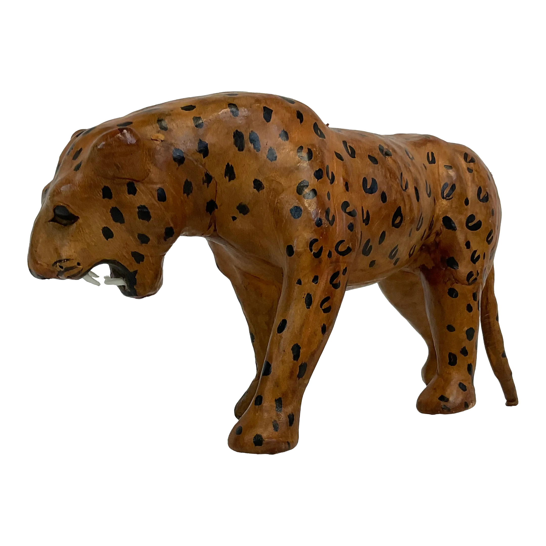 小物 Vintage Decadent leopard muffler 1970s Vintage Safari Leather Wrapped Leopard Tabletop