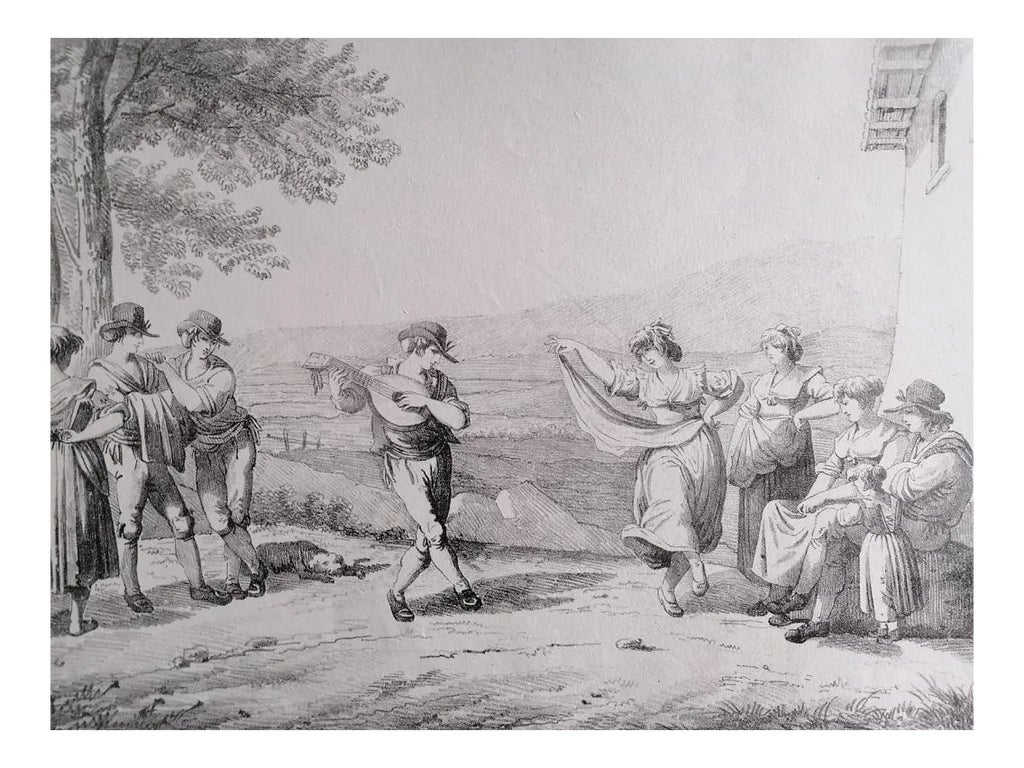 Roman Dances and Songs Charcoal and Pencil Drawing, 19th Century | Chairish