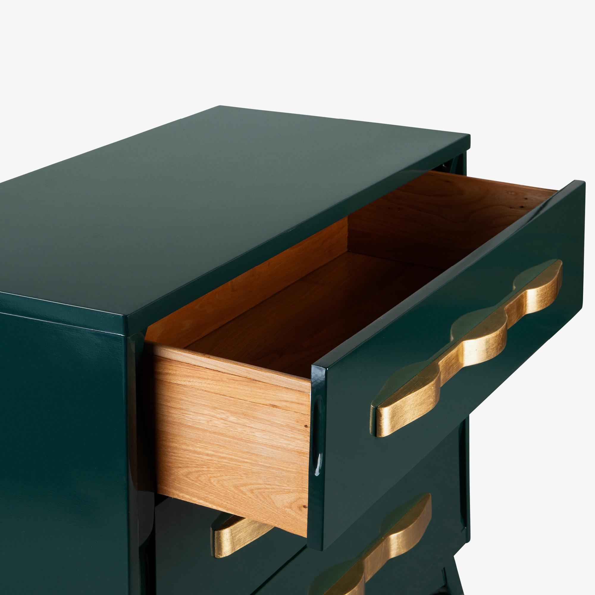 High-Gloss Hunter Green & Gilt Mid-Century 3-Drawer Sideboard Dresser |  Chairish