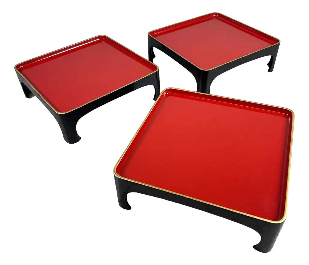 Taishō Period Urushi Lacquer Serving Tables, Japan, 1920s