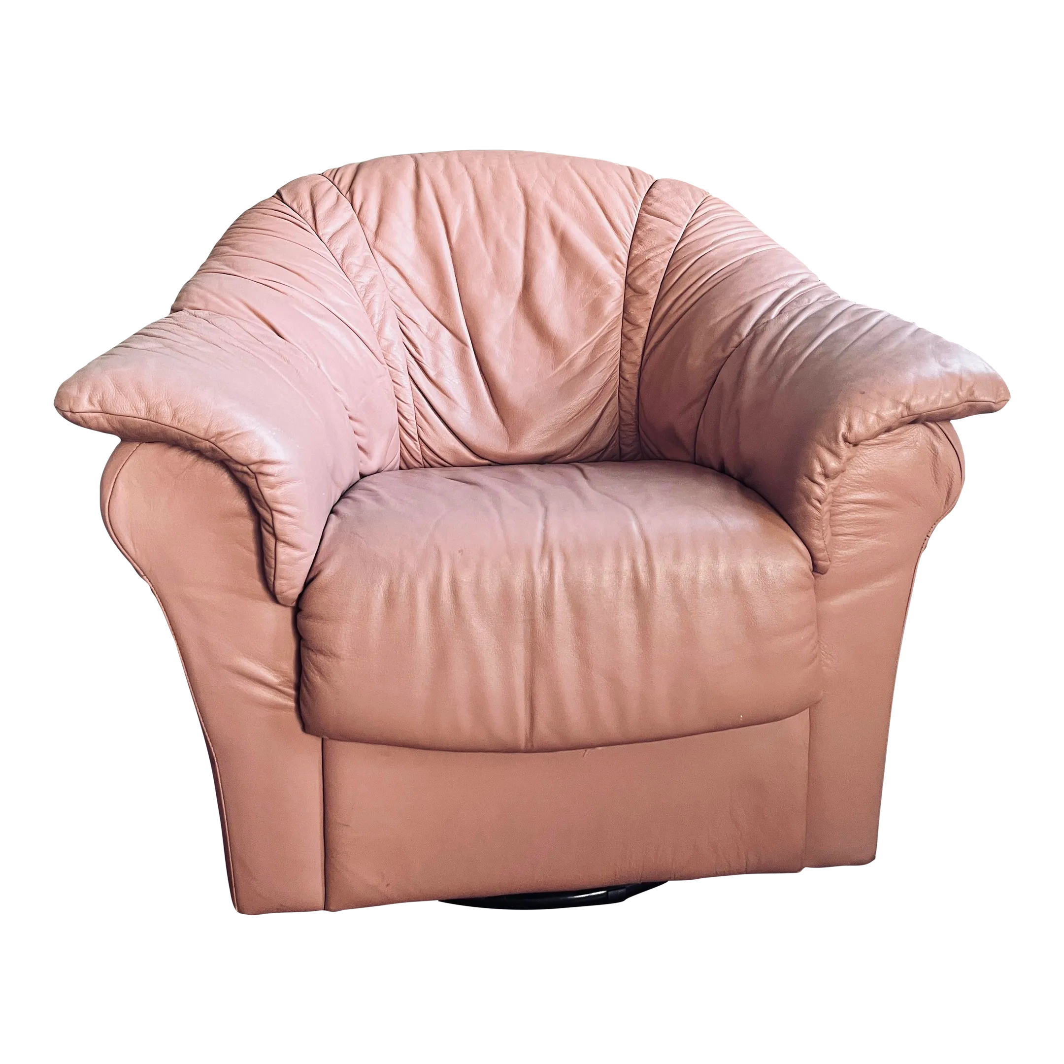Motivated Seller: 1980s Postmodern Pink Leather Swivel Chair