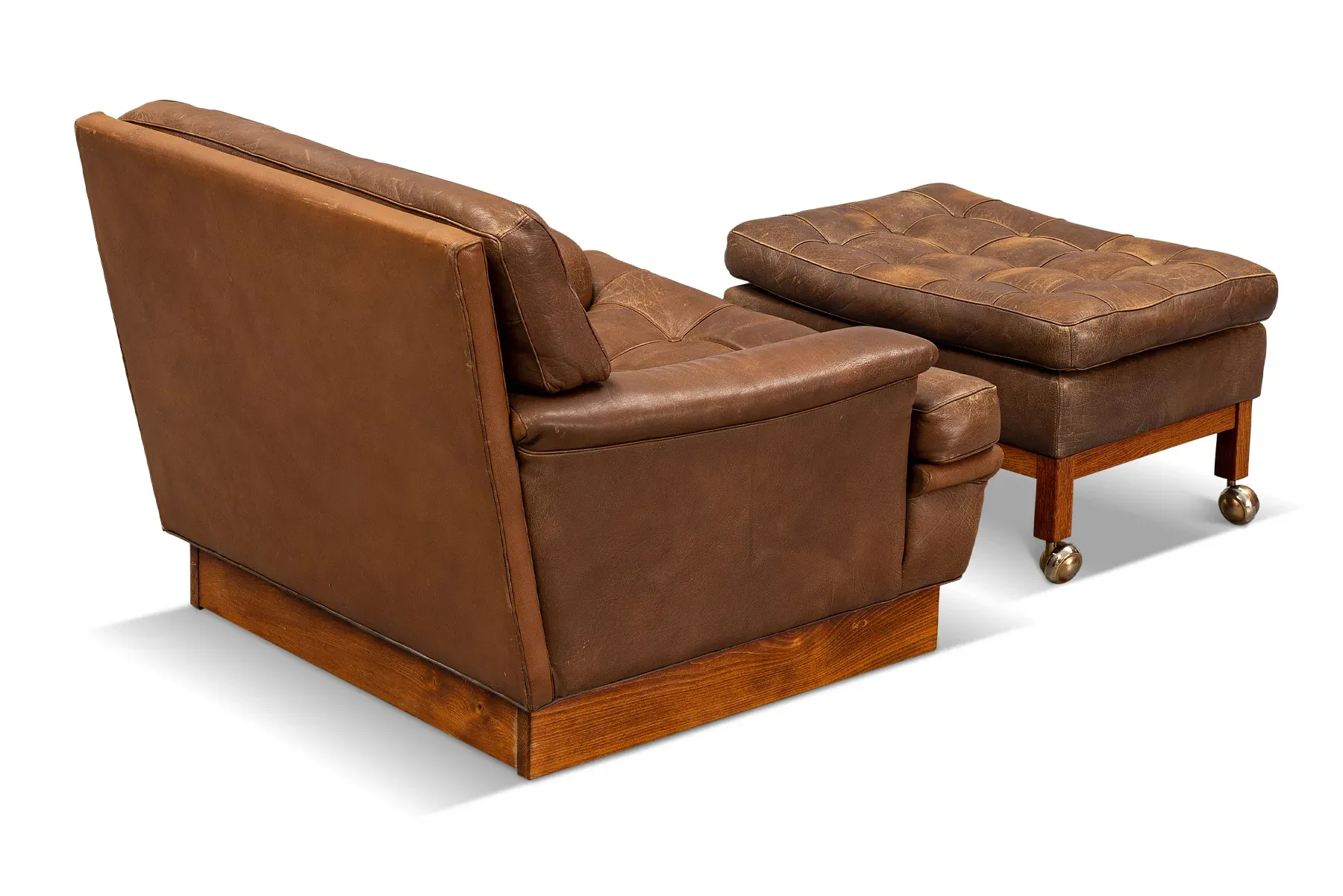 1960s Arne Norell Saturn Lounge Chair + Ottoman In Brown Leather