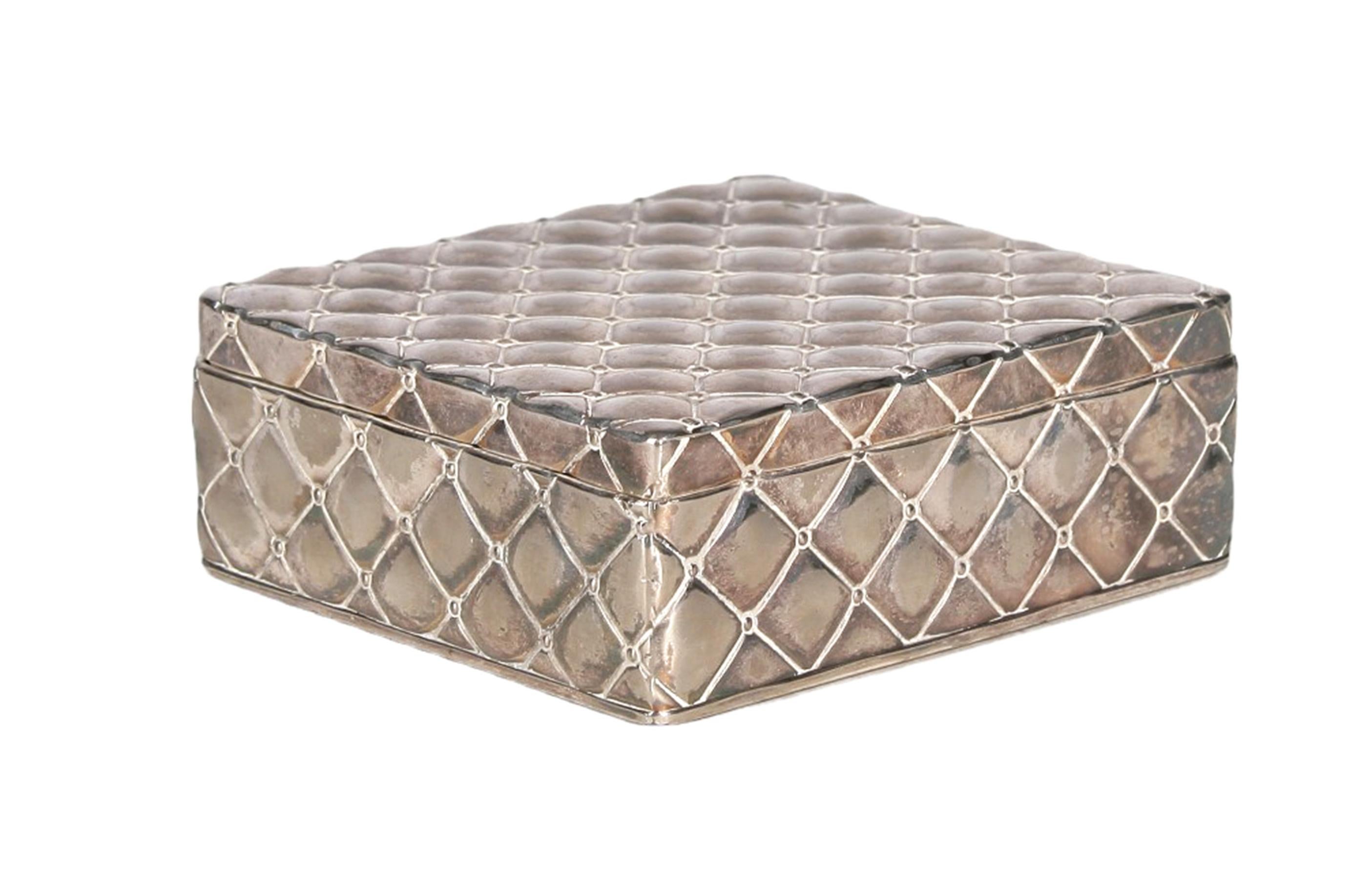 1920s Vienna Secession Silvered Metal Box With Wooden