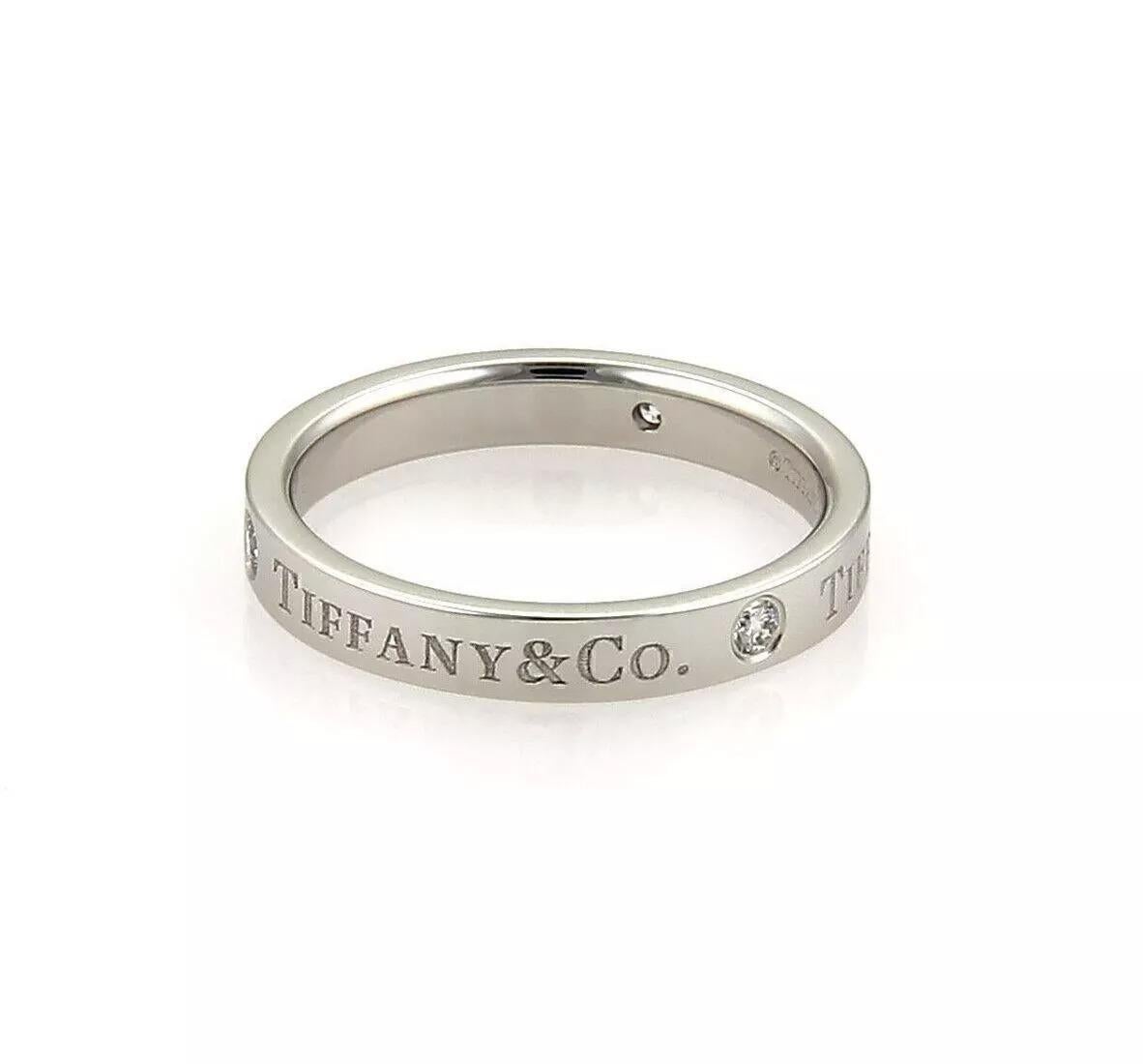 Tiffany & Co. みゆきき 23186 - Tiffany & Co. 3 Diamond Platinum Flat Band Ring