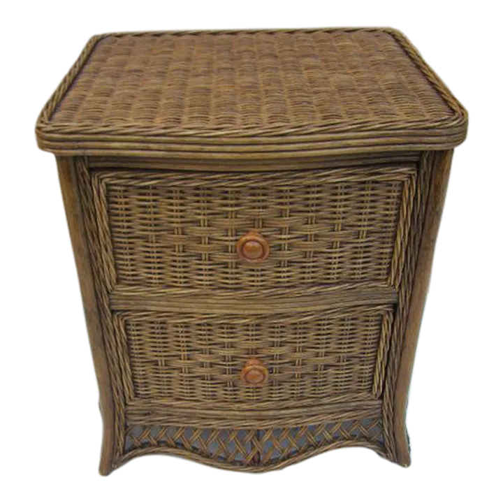 Wicker Rattan Tommy Bahama Style Nightstand Two Drawer Chairish