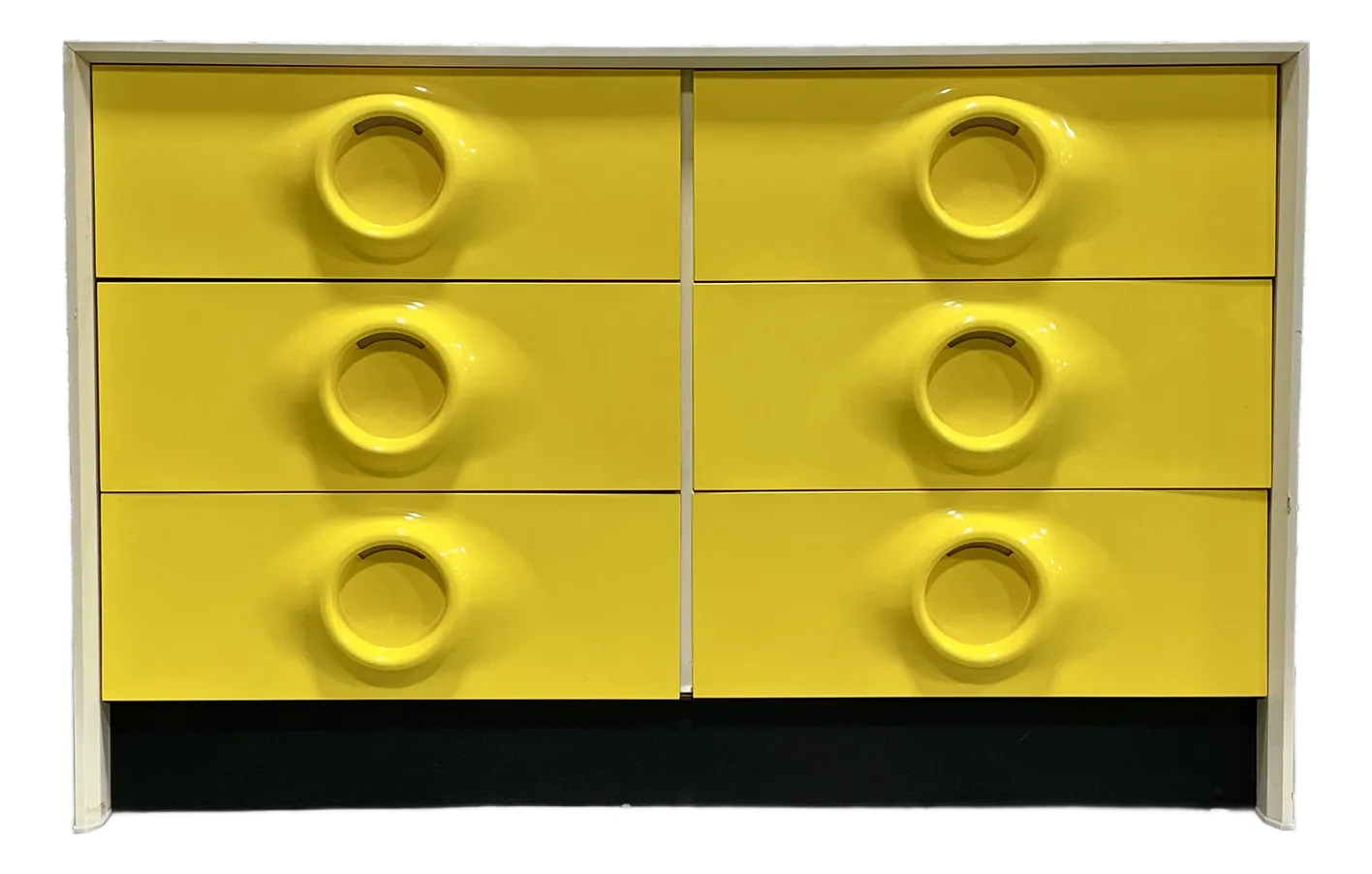 Mid Century Modern Yellow Lacquer Plastic + Wood Dresser in the Style of  Raymond Loewy |