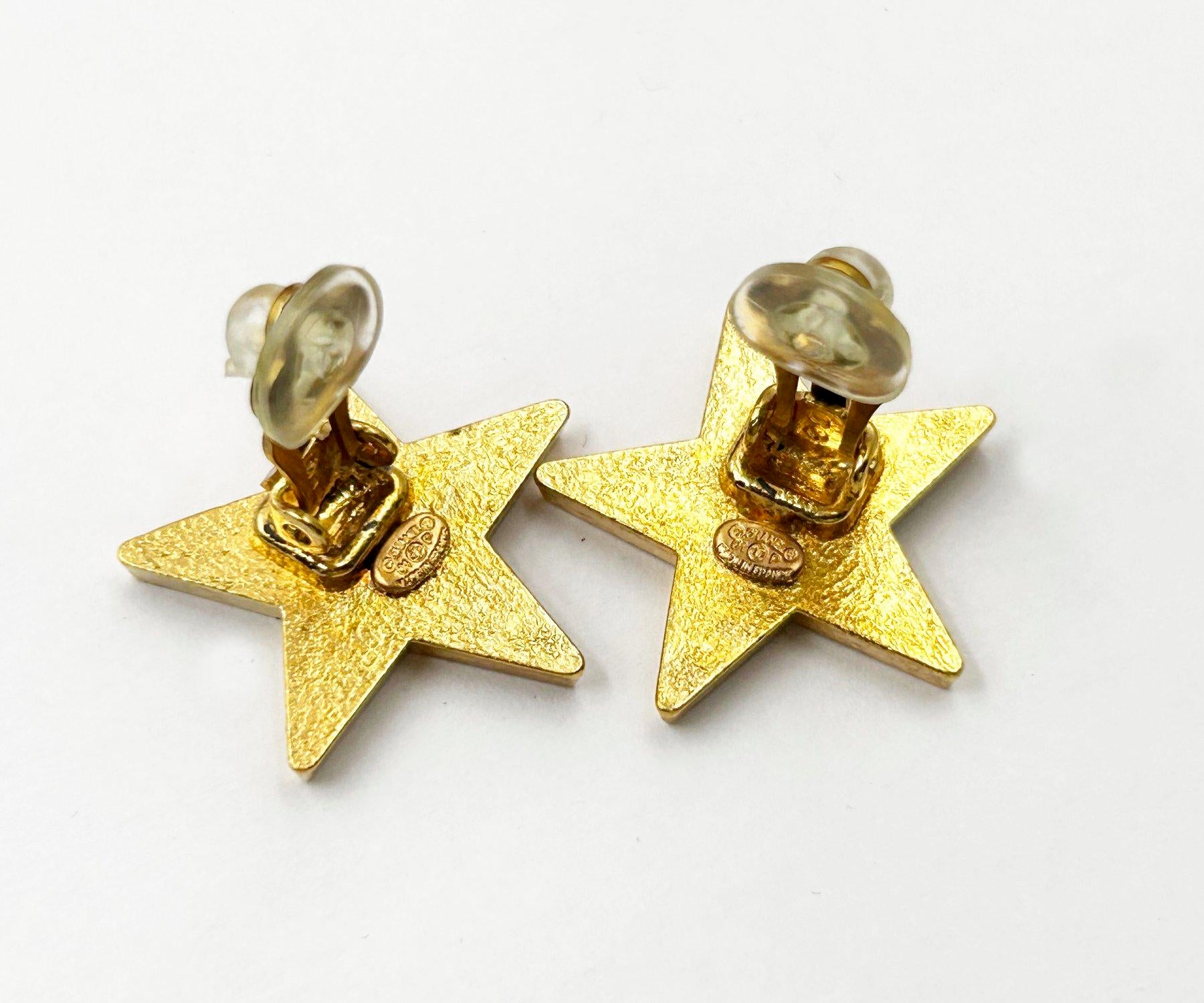 【CHANEL】★Vintage★STARS CC EARRINGS 星型 ピアス Chanel Vintage Gold Plated CC Neon Yellow Star Clip on