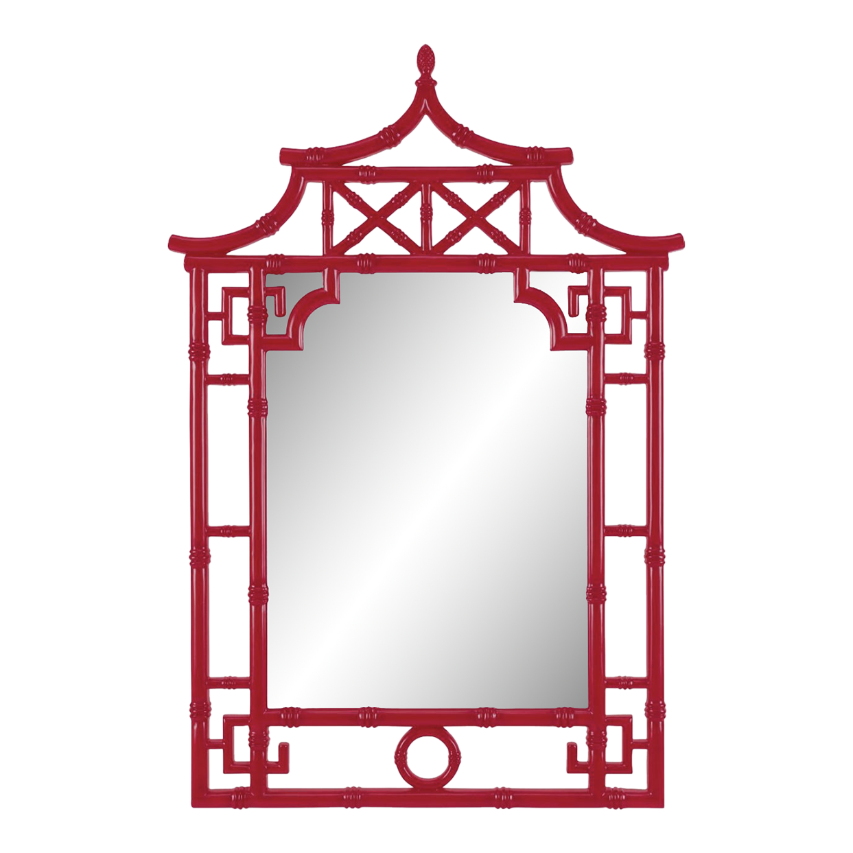 Chinese Chippendale Red Pagoda Mirror Chairish