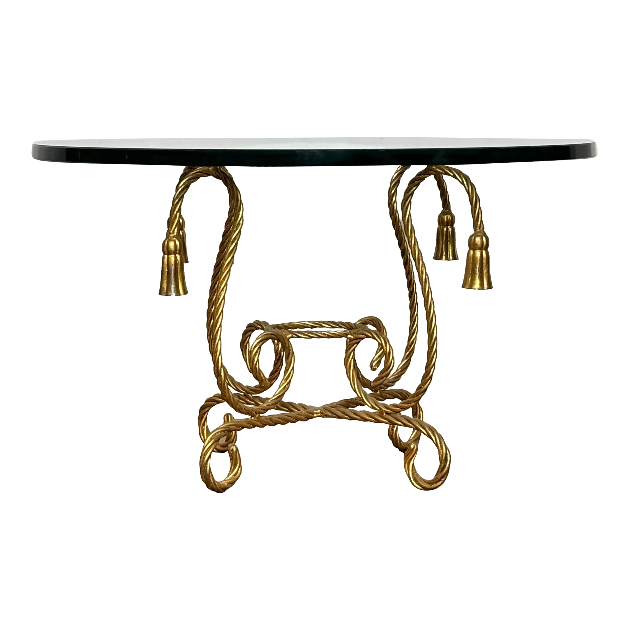 Italian Mid Century Twisted Rope and Tassel Side / Coffee Table