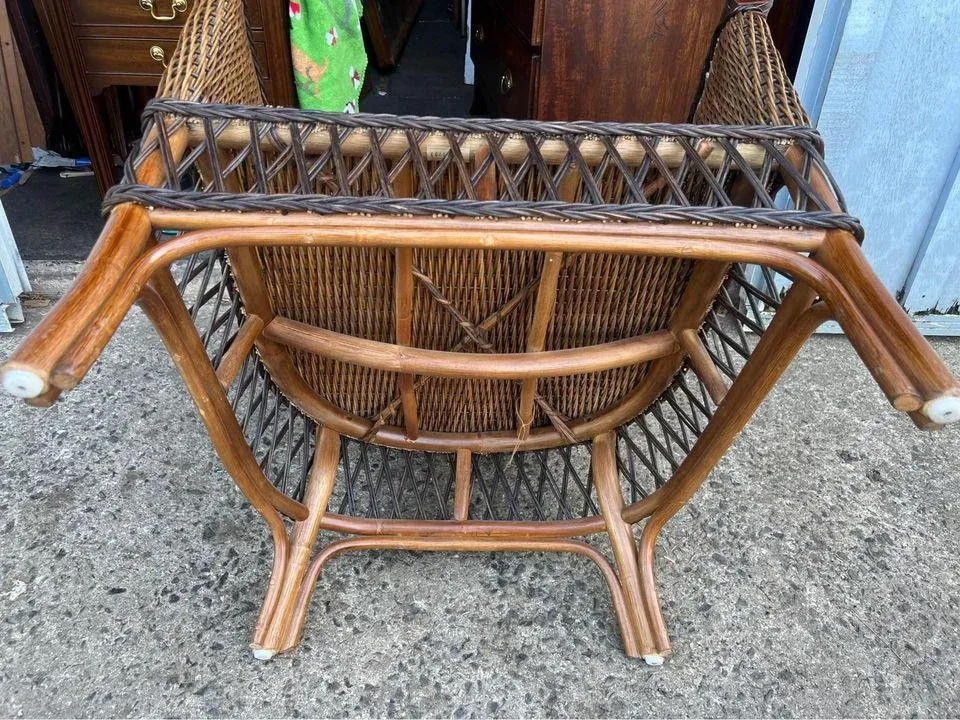 Vintage Boho Chic Rattan Armchair