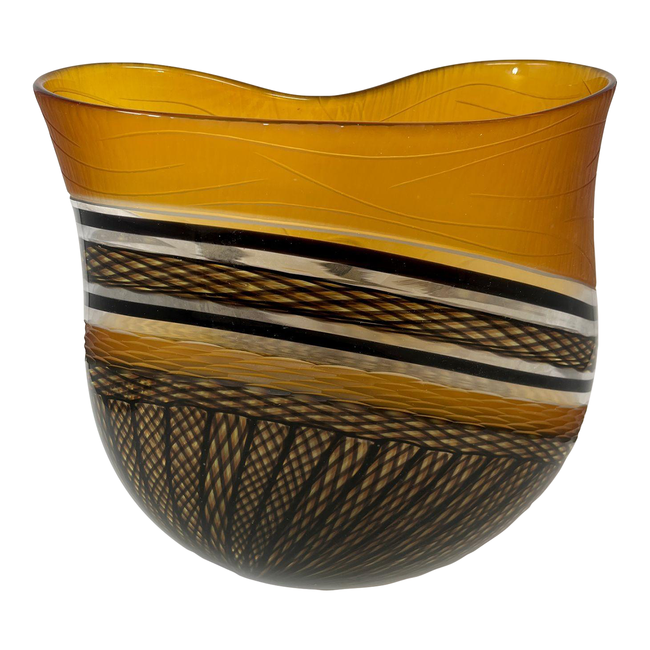 Murano "1 of 1" Amber Glass Vase by Schiavon Chairish