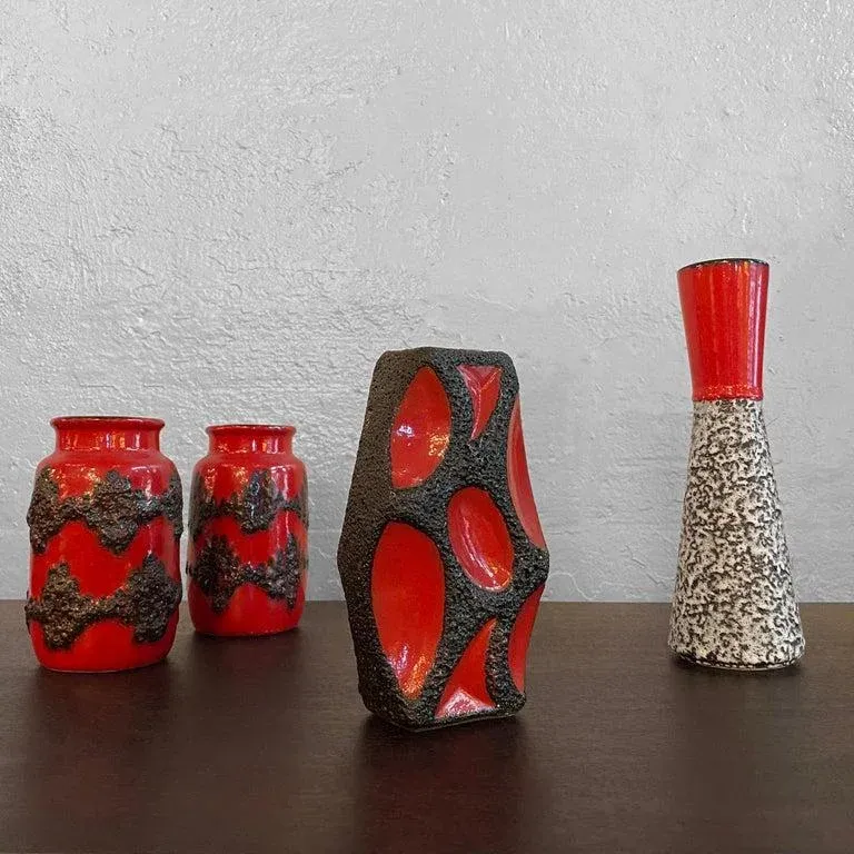 高品質の人気 Fat German West 1960s Lava Keramik Roth by Vase Guitar 花瓶・フラワースタンド