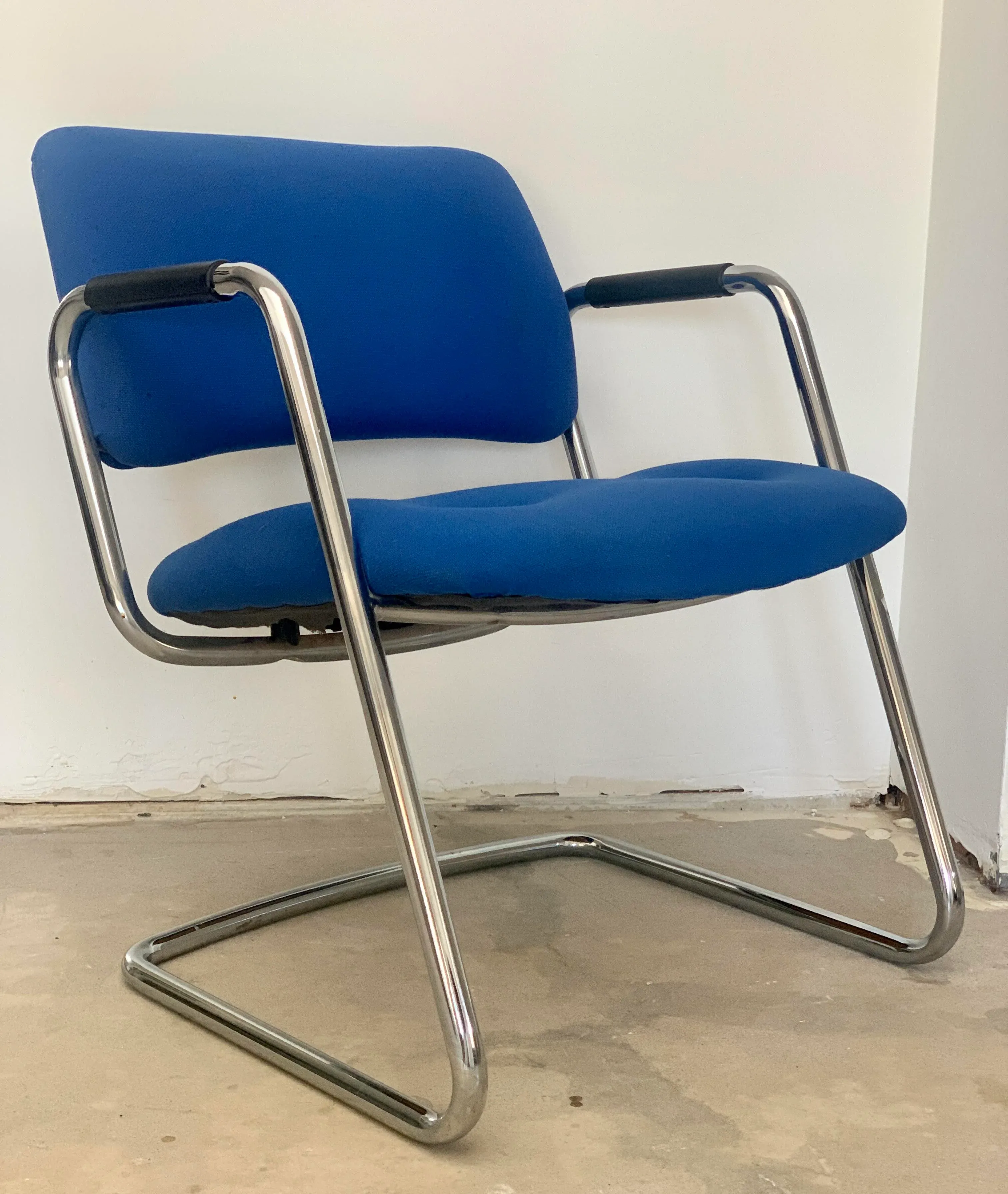 Vintage Chrome Blue Steelcase Cantilever Chair Chairish