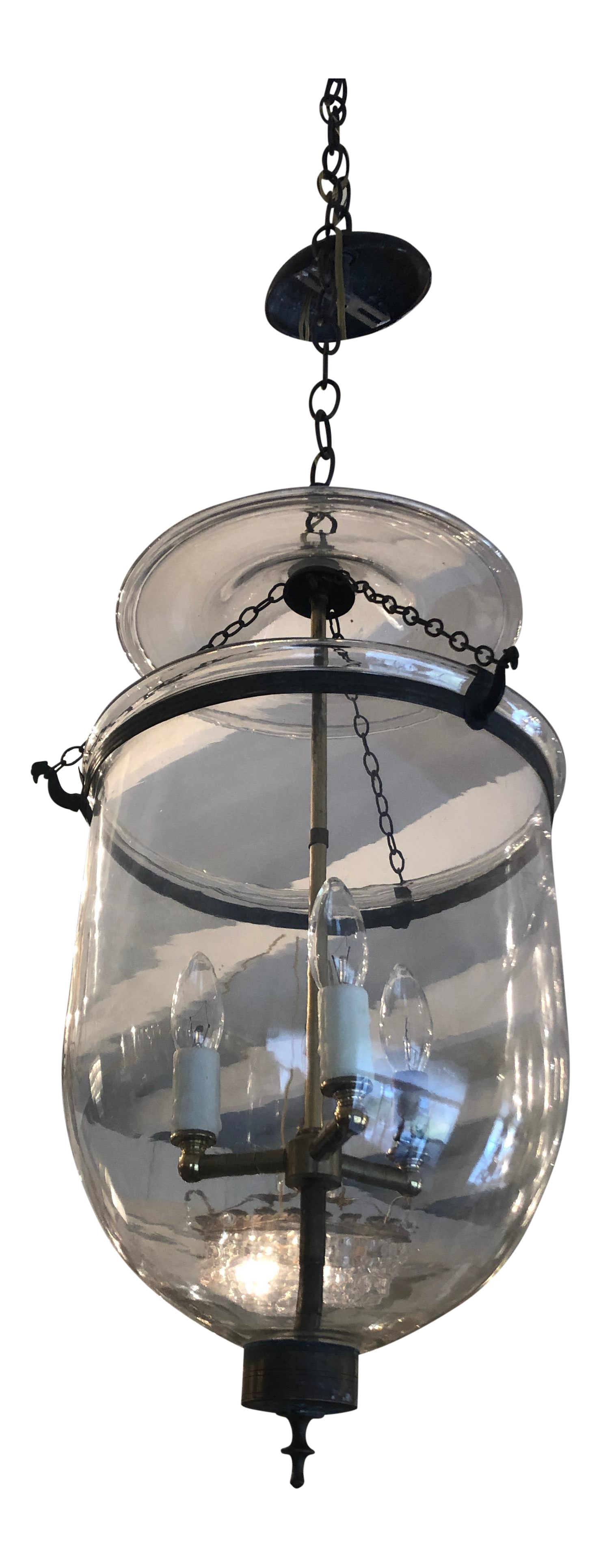 Mid 19th Century Antique Traditional Hurricane Style Foyer Lantern Chandelier Chairish