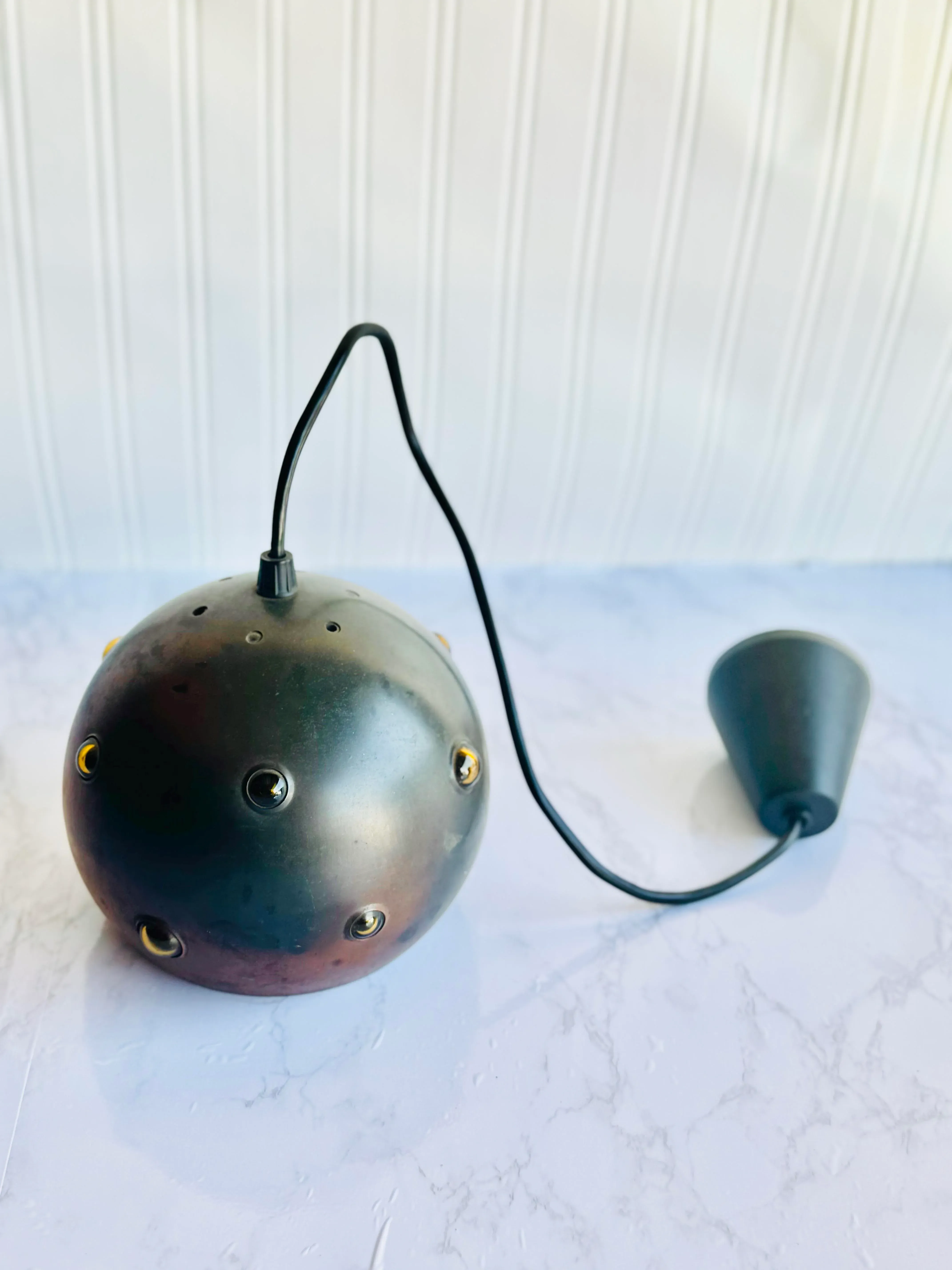 Mid-Century Modern Acid-Treated Copper Pendant Light Attributed to
