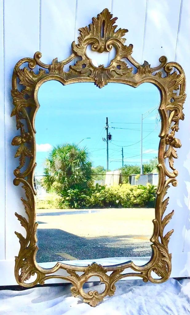 19th Century Chinese Chippendale Giltwood Wall Mirror | Chairish