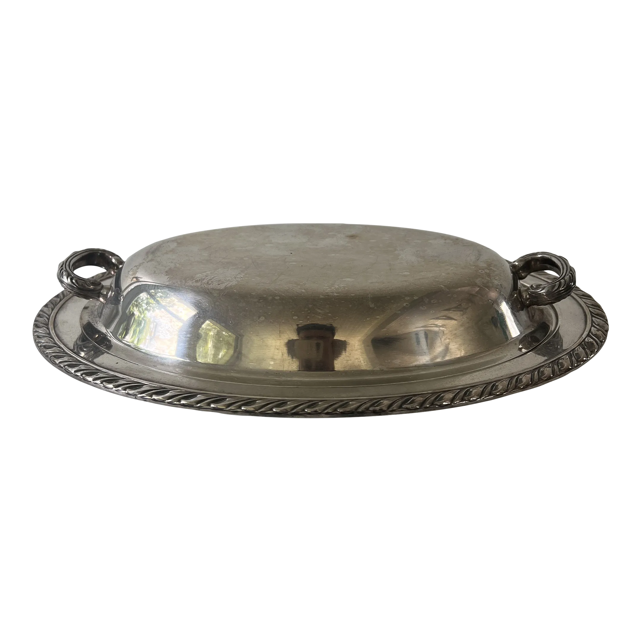 Antique silver serving deals dish with lid