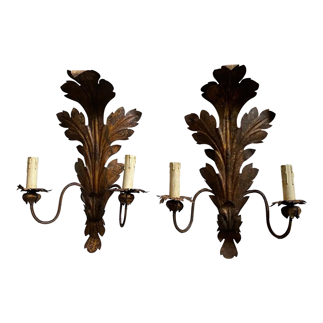 19th Century Iron Sicilian Electrified Candle Sconces a Pair Chairish