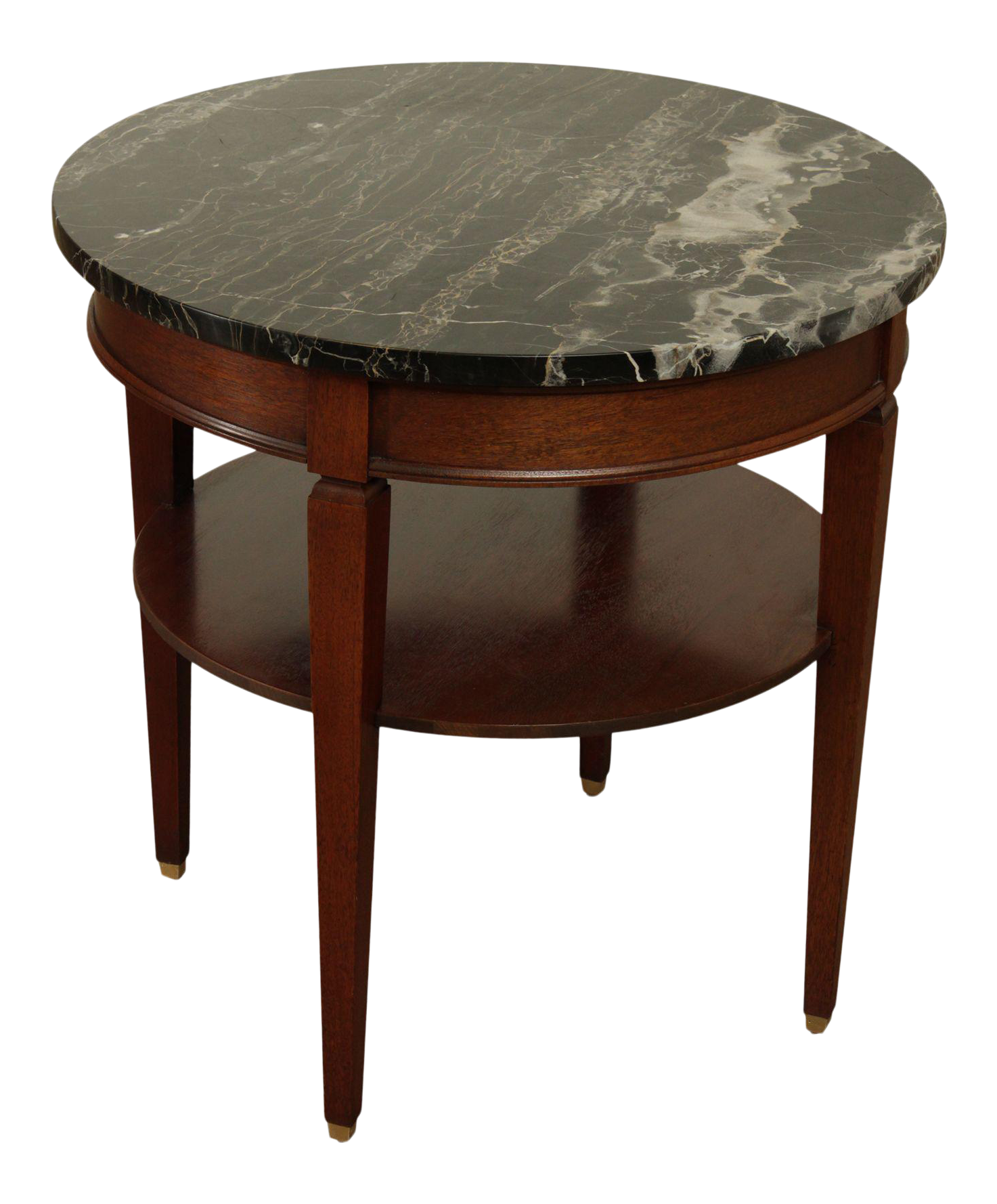 Regency Style Vintage Mahogany Round Black Marble Top Side Table Chairish