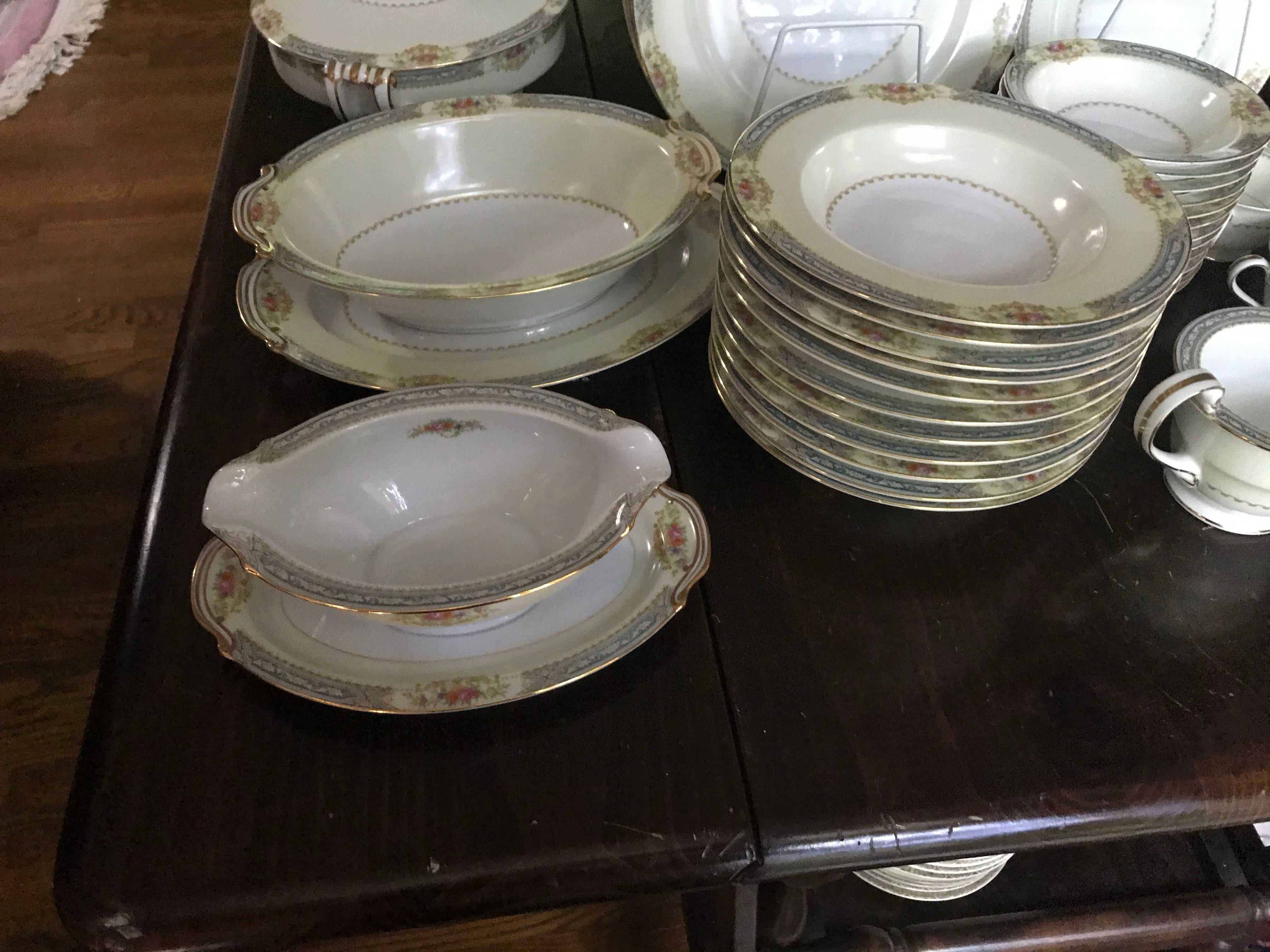 Made in Occupid Japan, Rose China Set for 12 Dinnerware, 83