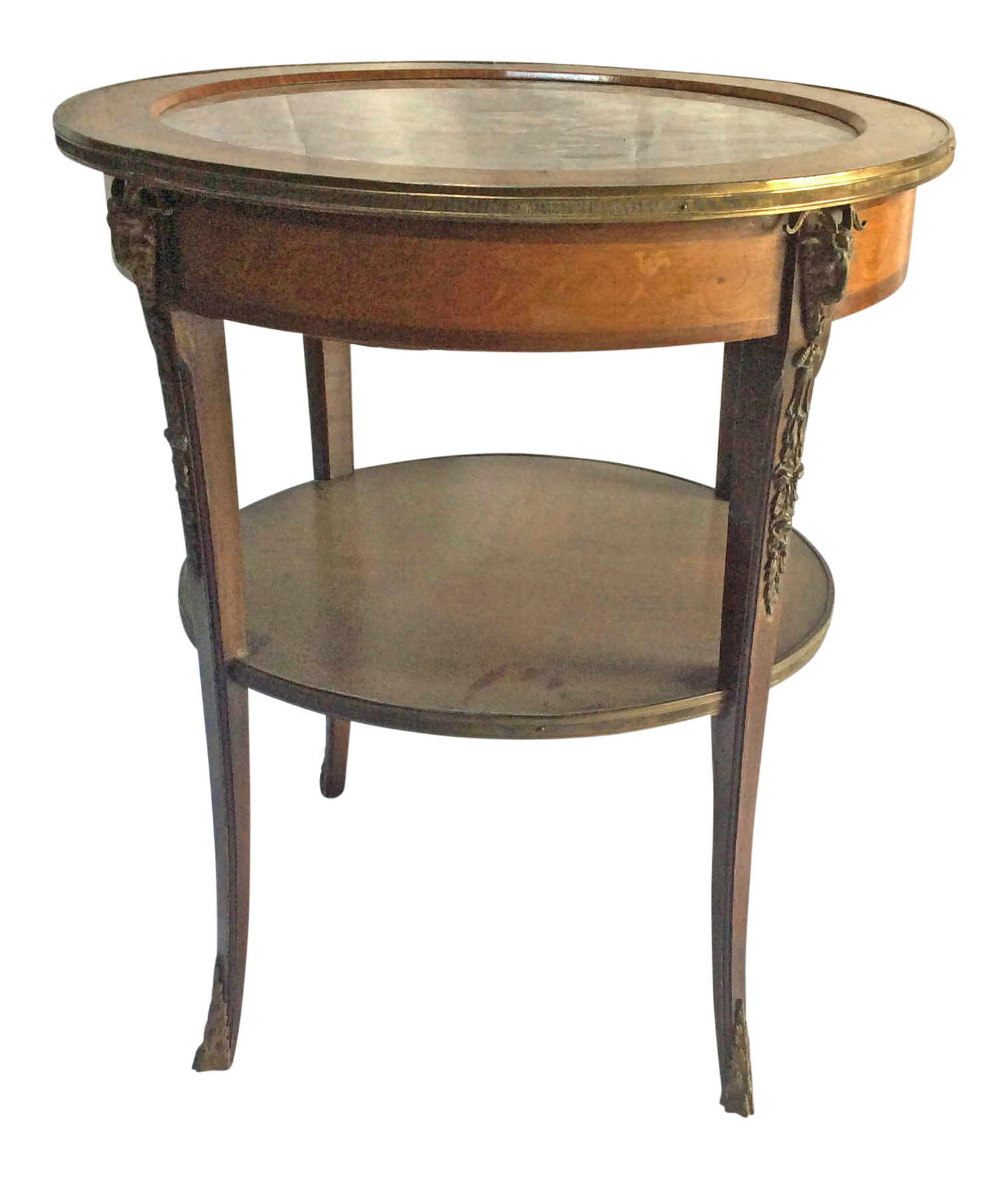 French Bronze & Marble Top Side Table Chairish
