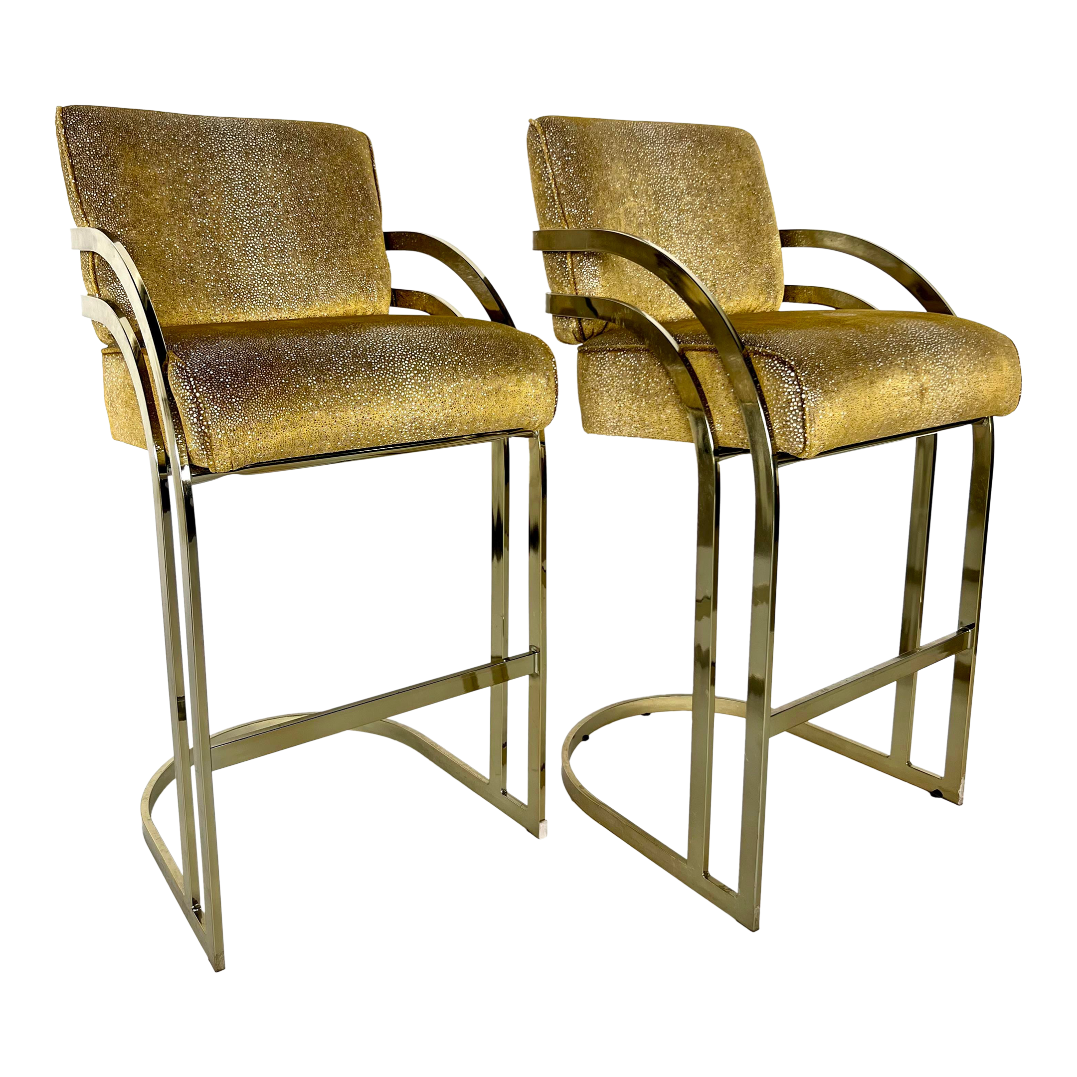 1970s Art Deco Cantilever Barstools in the Style of Milo Baughman Set of 2 Chairish