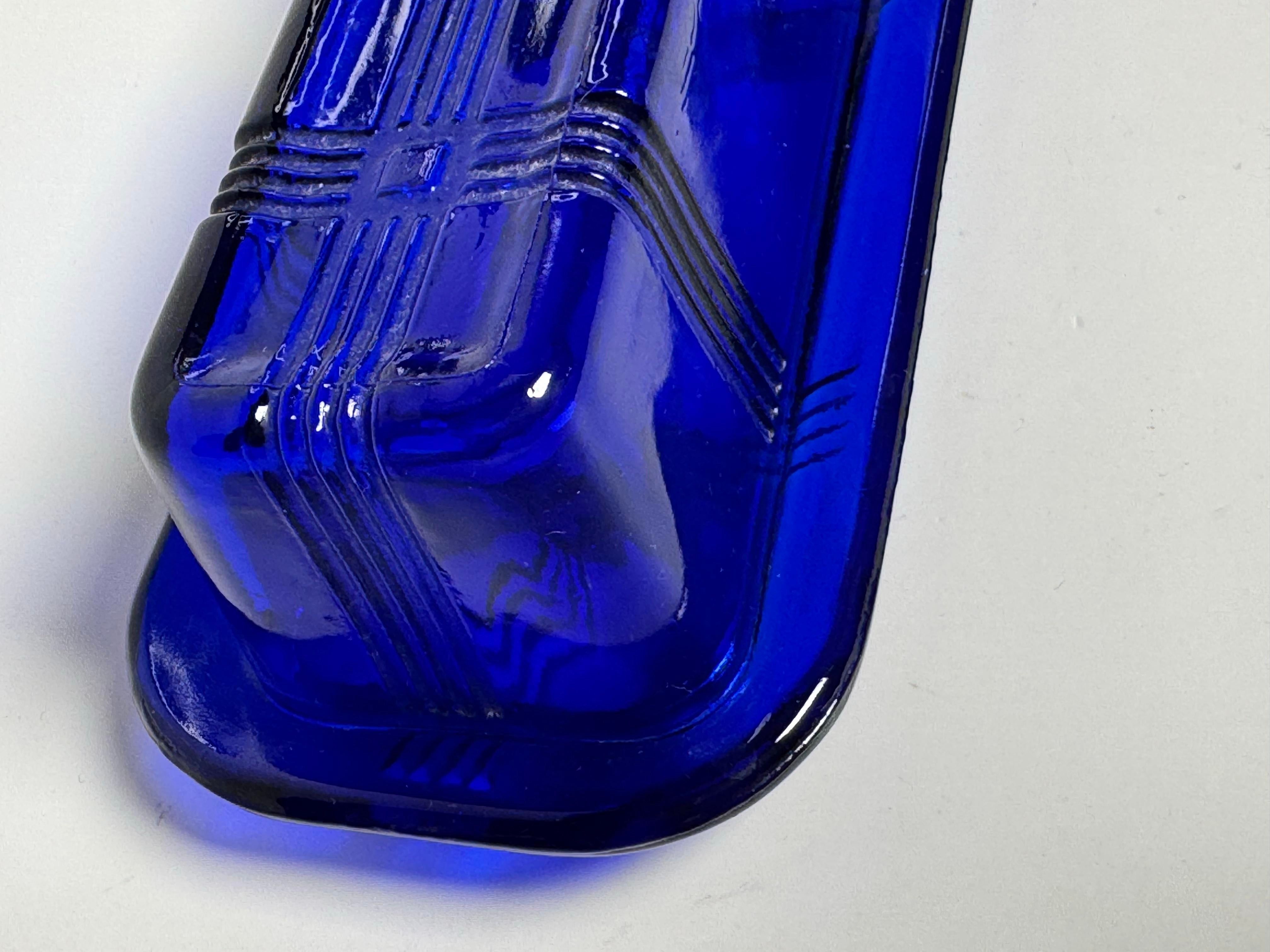 Vintage Art Deco Style Cobalt Blue Glass Depression Glass Butter Dish