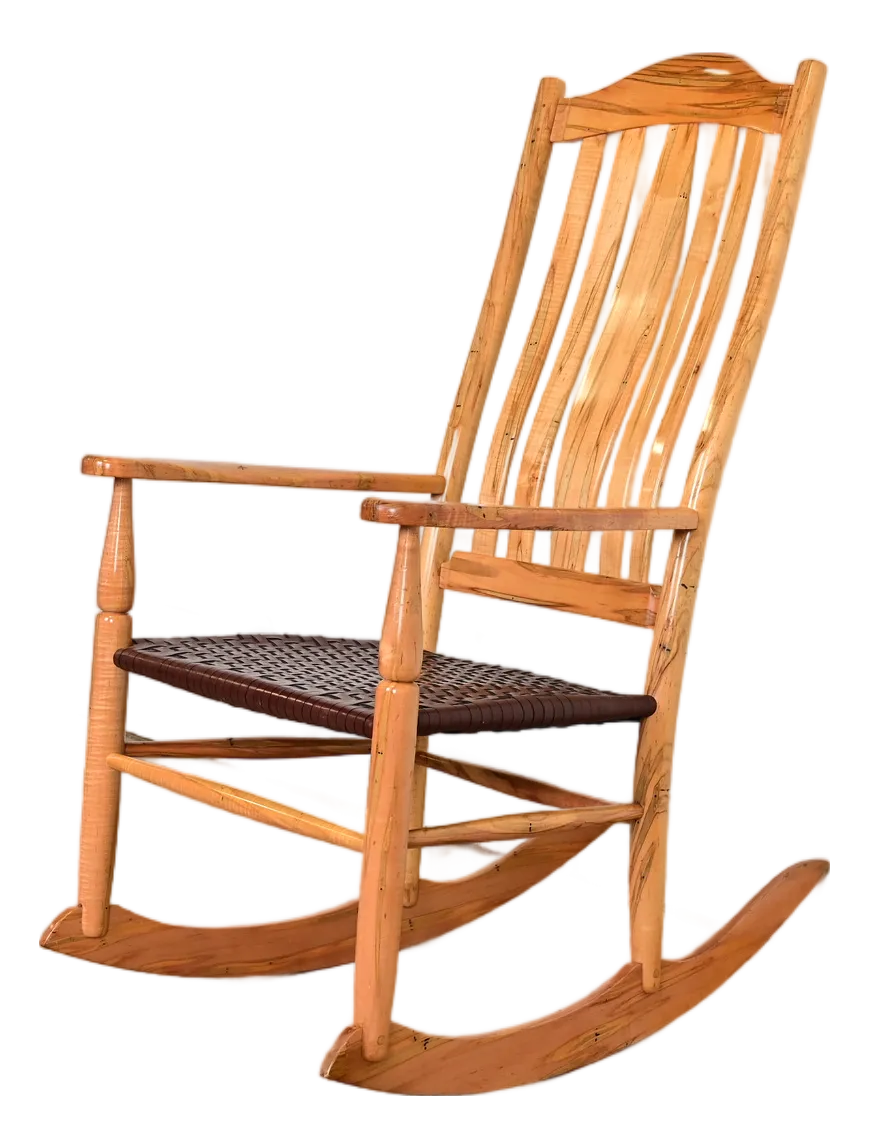 Sam Maloof Style Studio Crafted Solid Spalted Maple and Woven