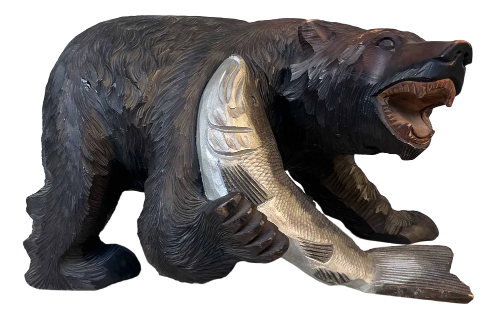 Wooden Hokkaido Kibori Kuma Bear, Japan, 1920s | Chairish