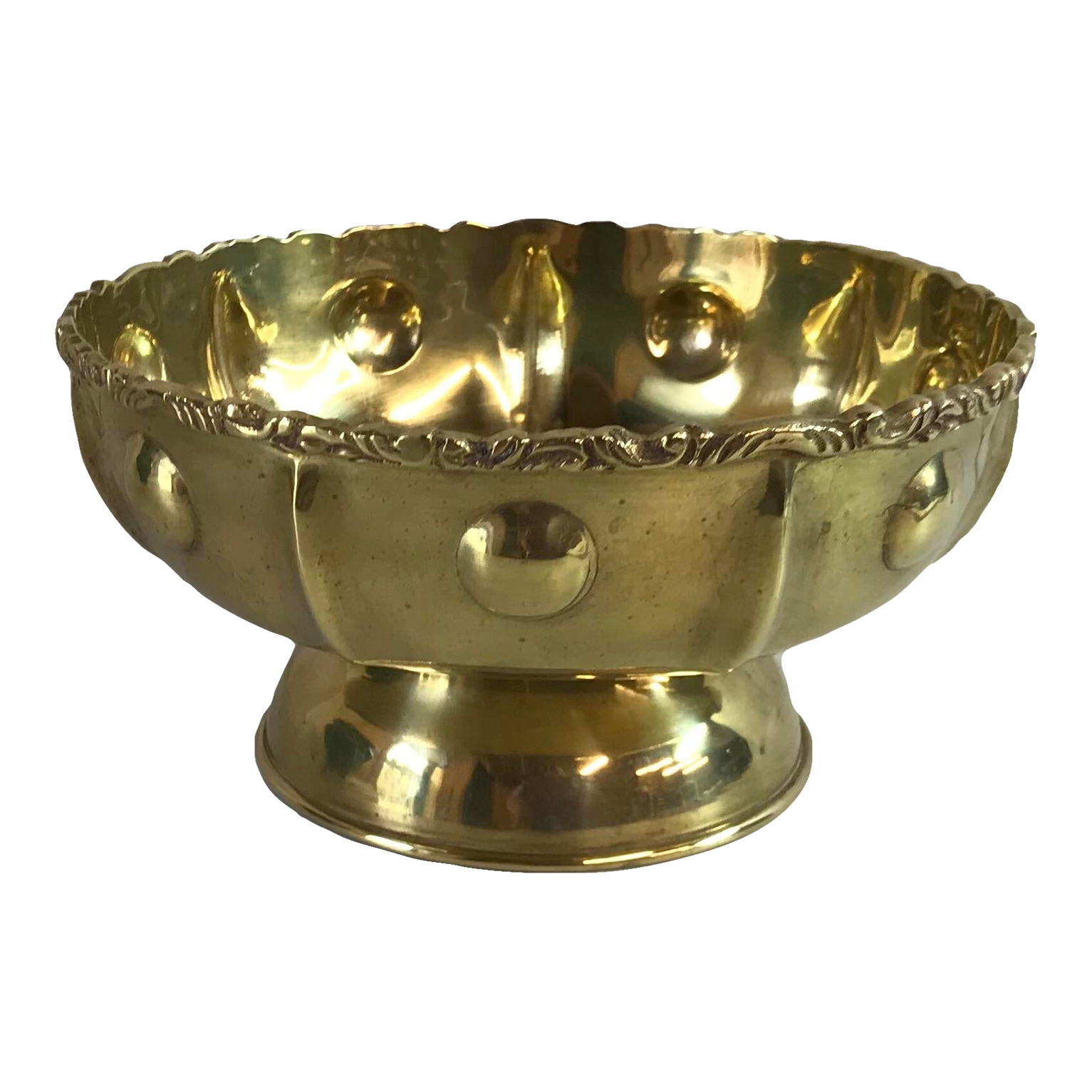 Vintage Brass Pedestal Bowl With Raised Design Chairish