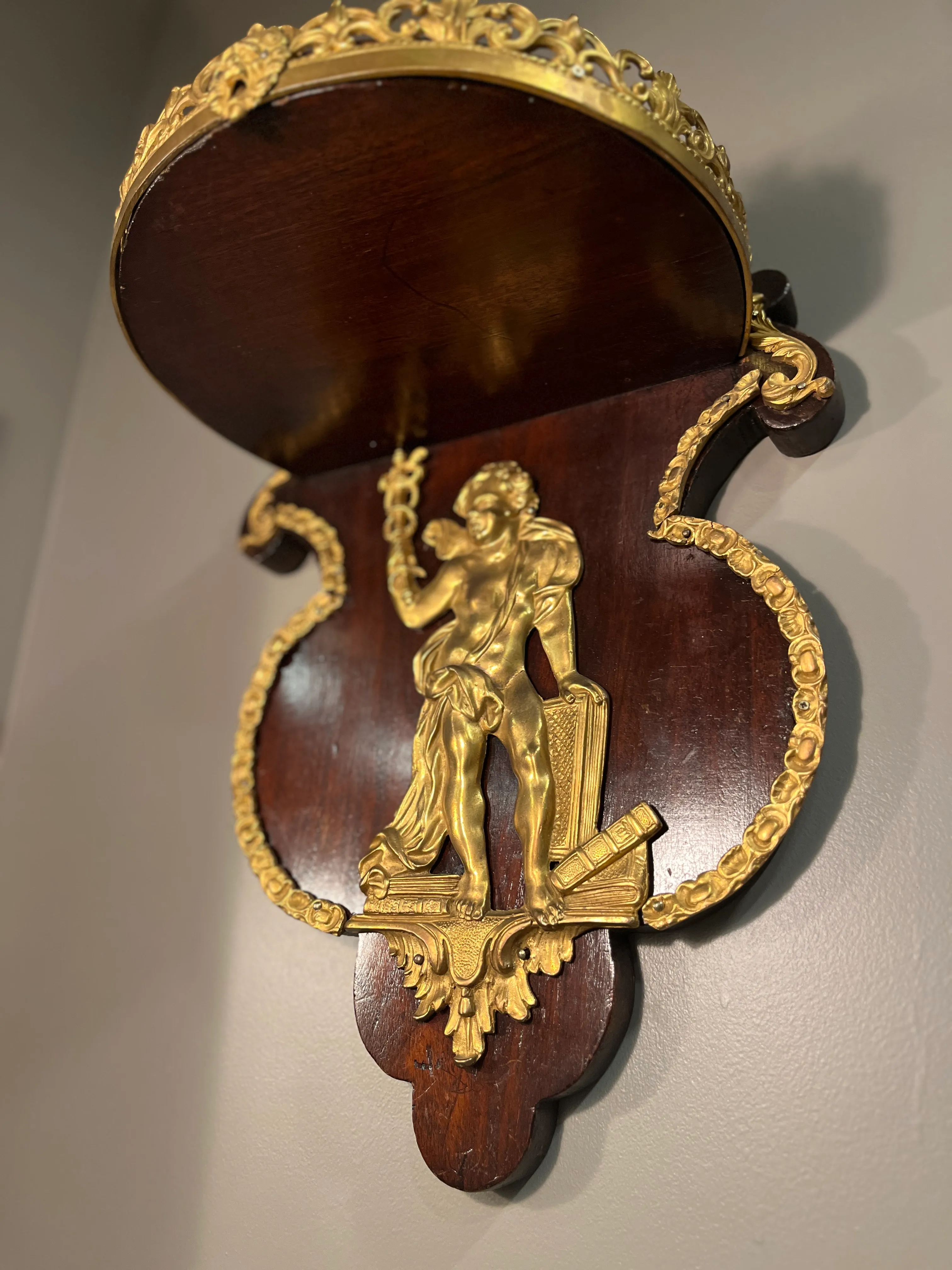 19th Century Pair Napoleon III Mahogany and Ormolu Neoclassical Wall Brackets